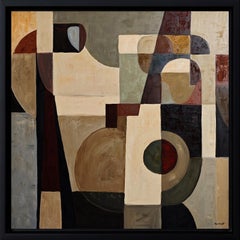 Tipping Point, grande dipinto astratto contemporaneo a olio, 42x42 in