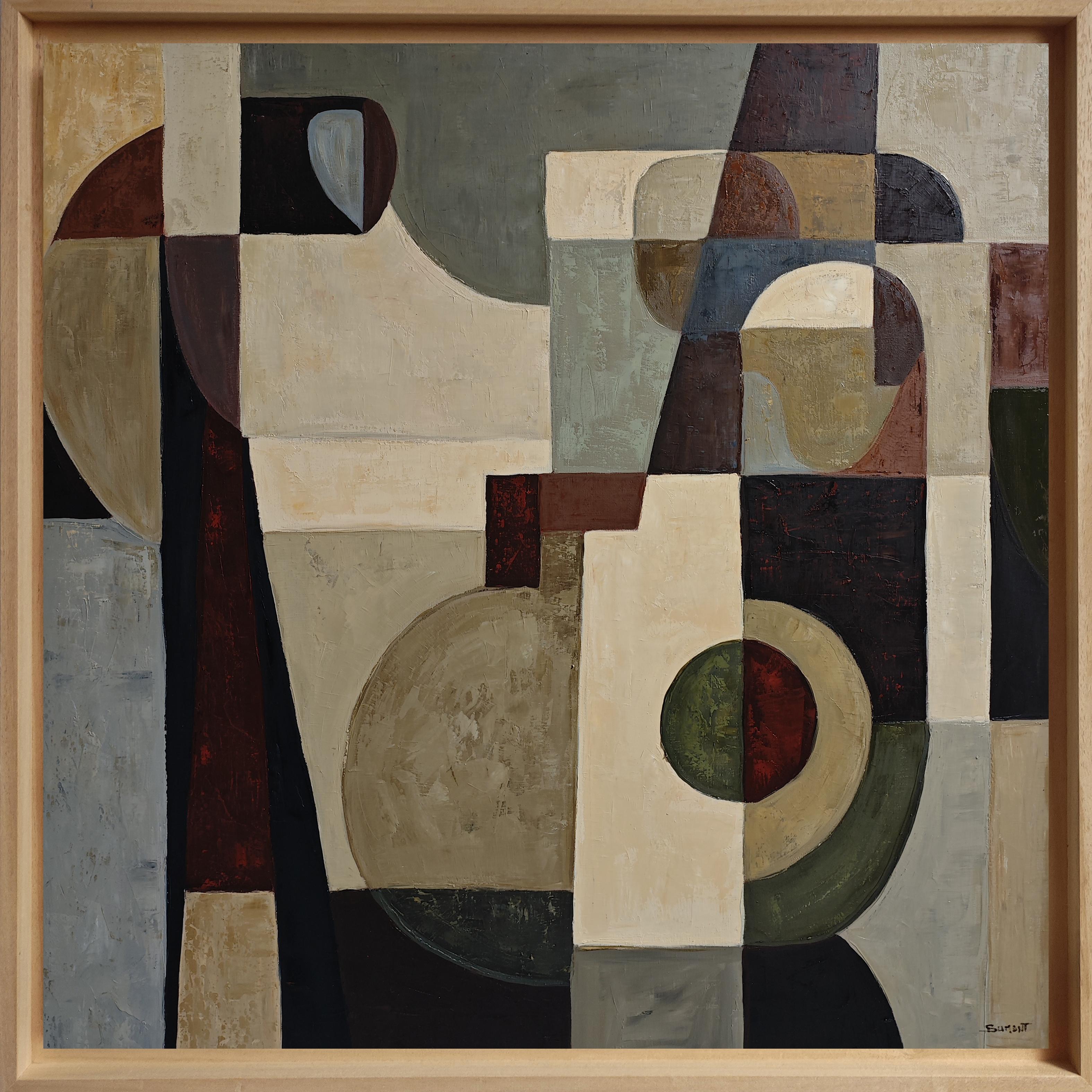 Tipping Point, Contemporary Large Abstract Oil Painting, 42x42 in
