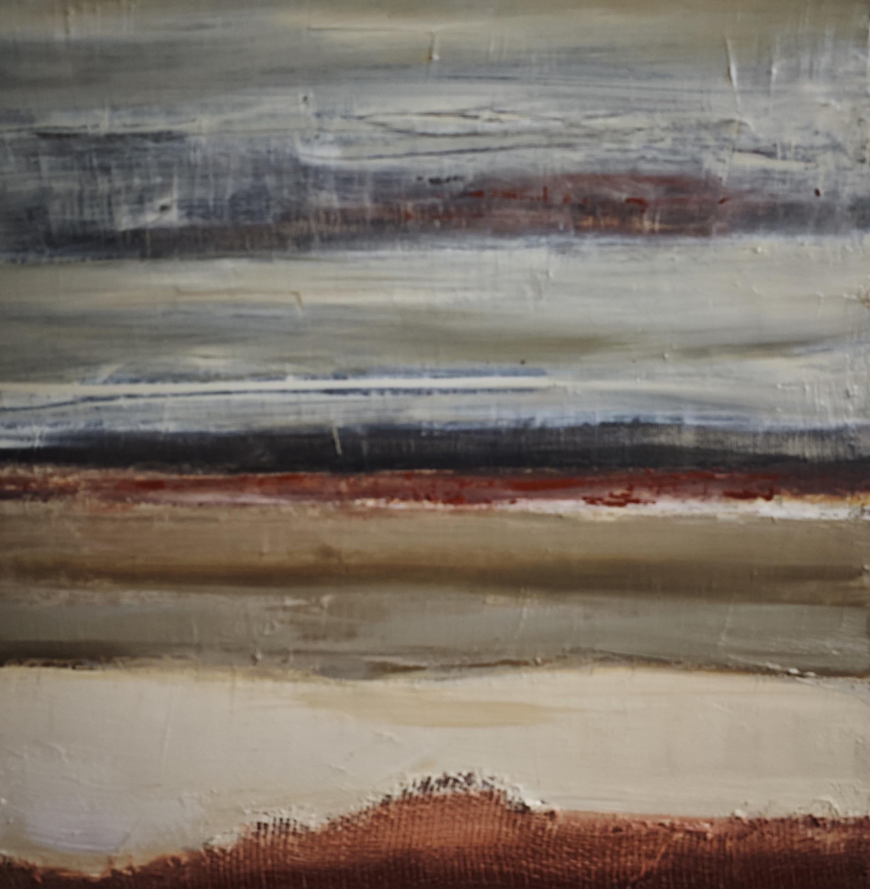 Spuren Öl und Collage Expressionismus, Landschaft, Französisch, Abstrakt, Minimalismus im Angebot 2