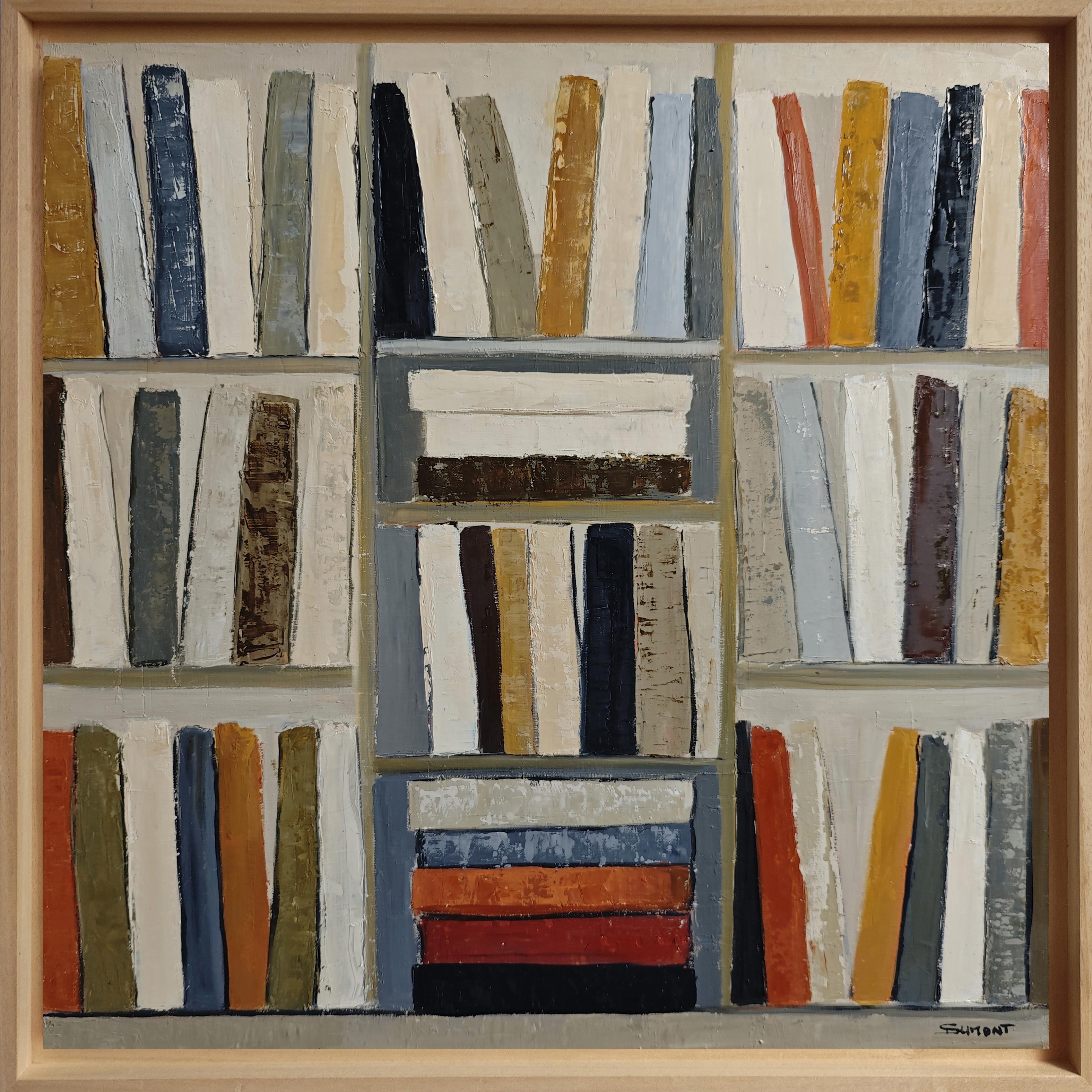 Trames de lecture - Modern Abstract painting, Geometric, Original Oil on Canvas