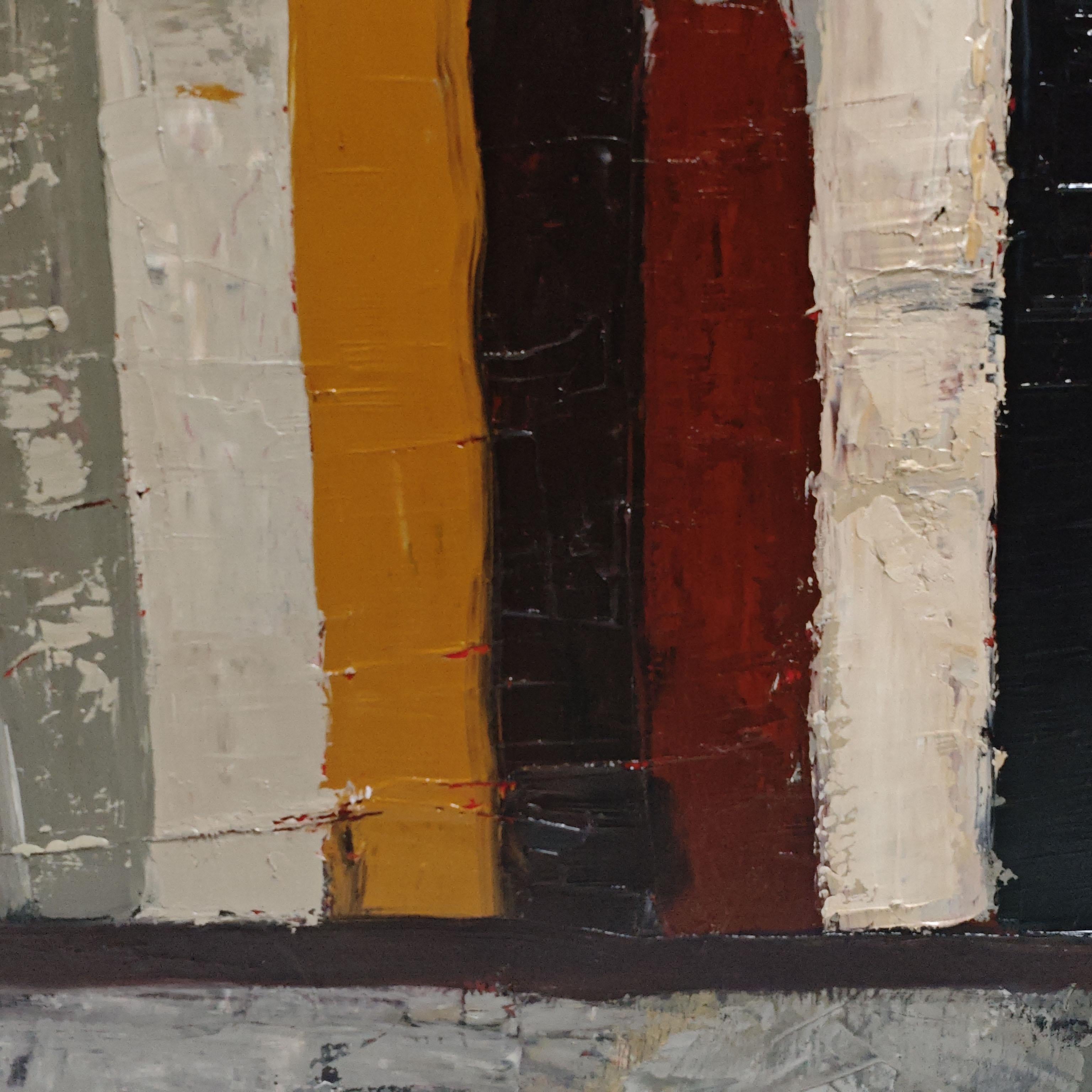 Trames du Temps - Minimalismo astratto, pittura a olio strutturata, serie Biblioteca in vendita 6