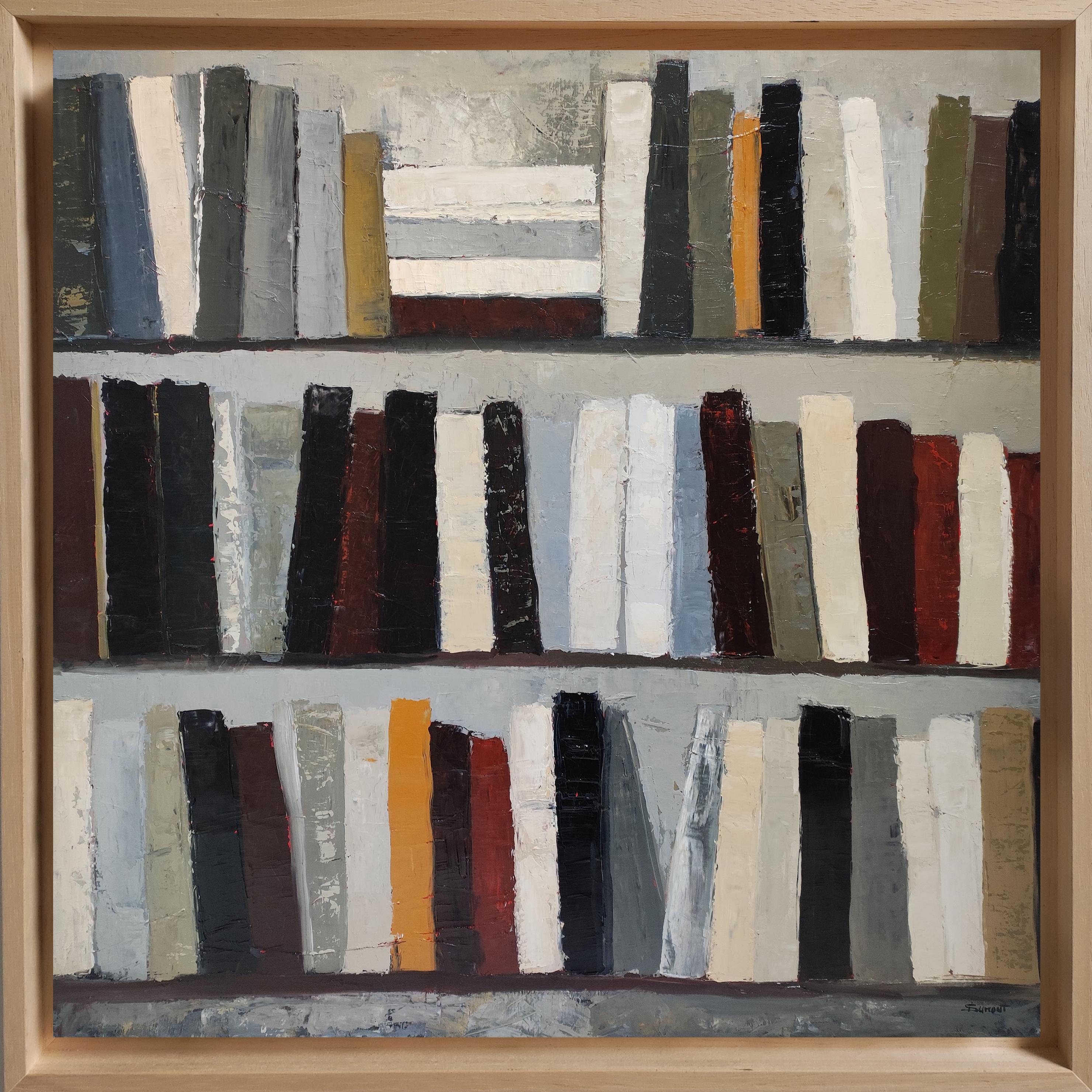 Trames du Temps - Minimalismo astratto, pittura a olio strutturata, serie Biblioteca in vendita 8