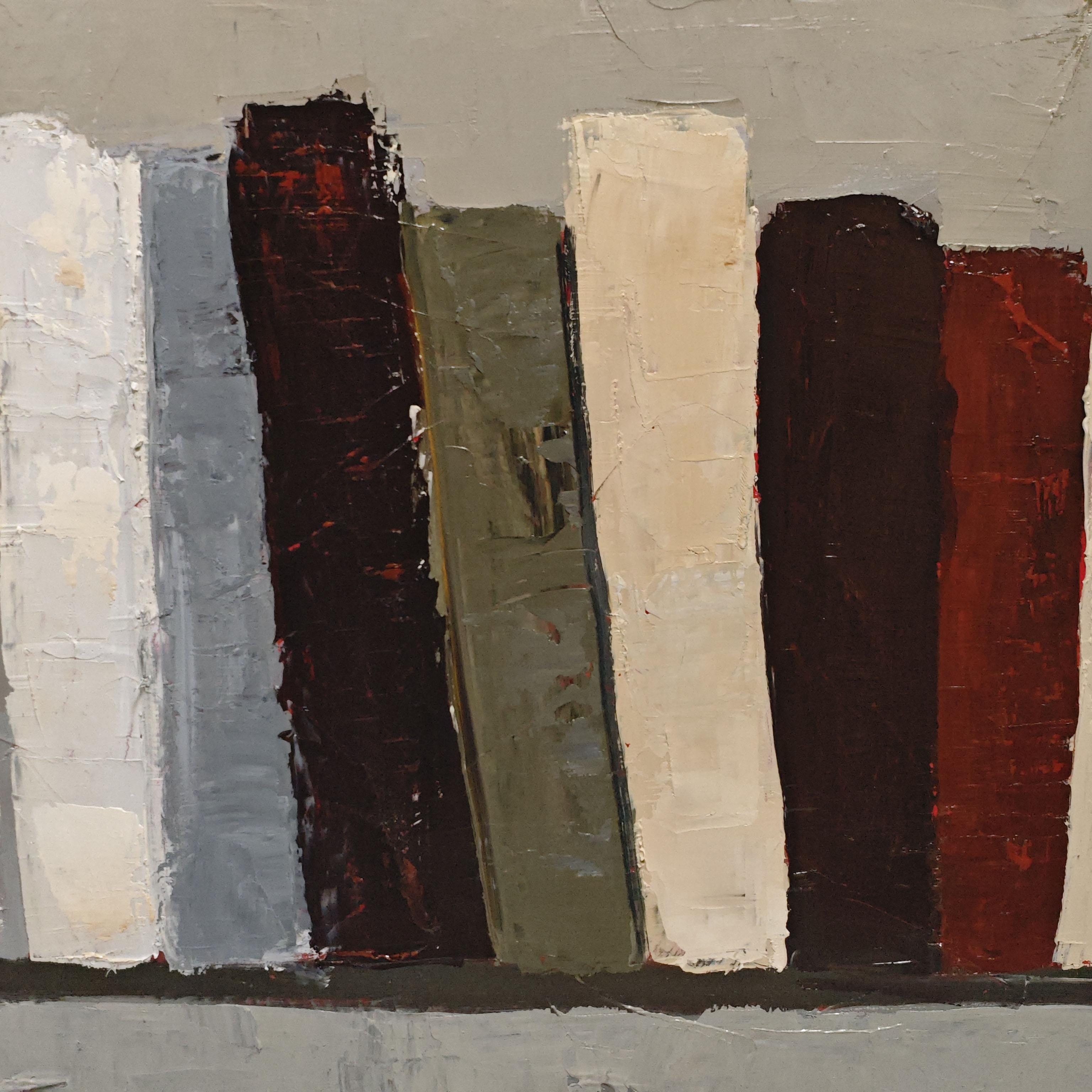 Trames du Temps - Minimalismo astratto, pittura a olio strutturata, serie Biblioteca in vendita 2