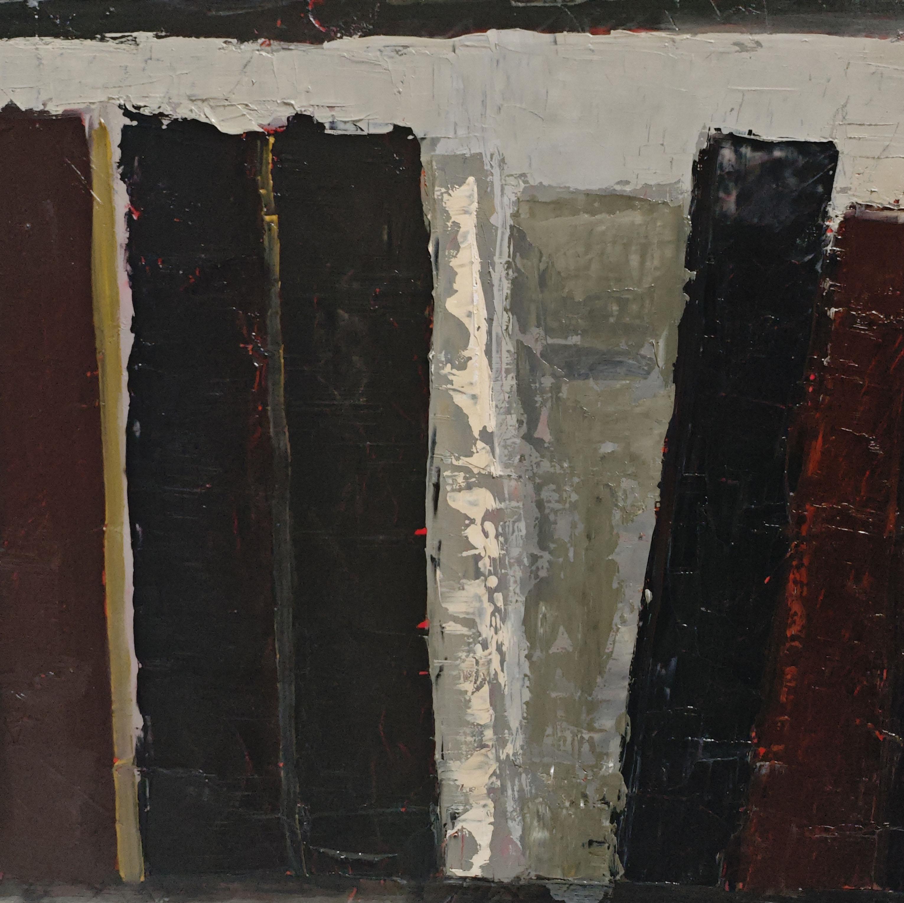 Trames du Temps - Minimalismo astratto, pittura a olio strutturata, serie Biblioteca in vendita 4