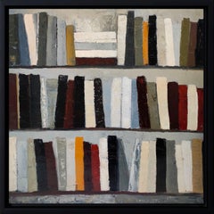 Trames du Temps - Minimalismo astratto, pittura a olio strutturata, serie Biblioteca