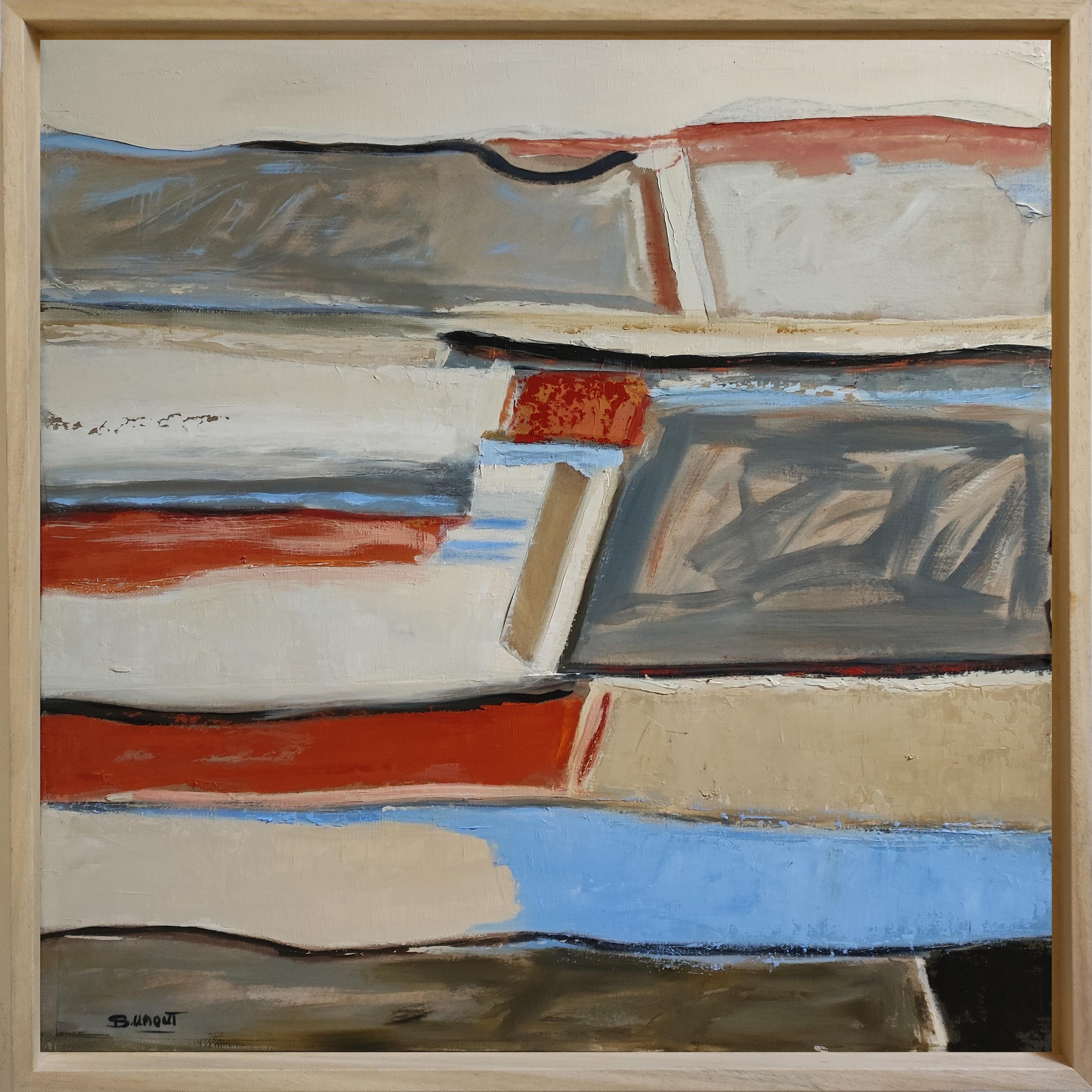 Tranquillité,  Paesaggio astratto, Pittura a olio con collage, Espressionista - Painting di SOPHIE DUMONT