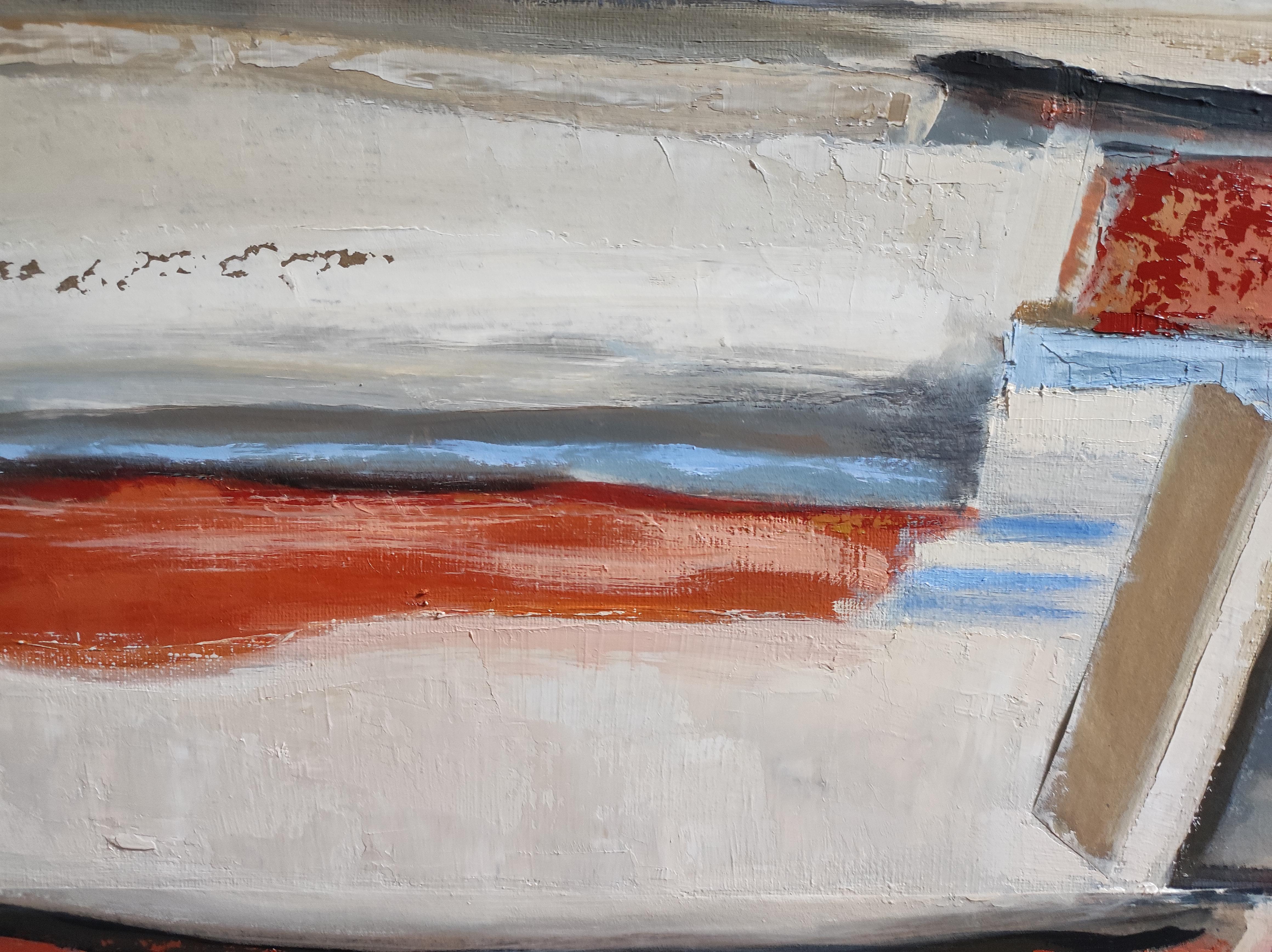 Tranquillité,  Paesaggio astratto, Pittura a olio con collage, Espressionista in vendita 2