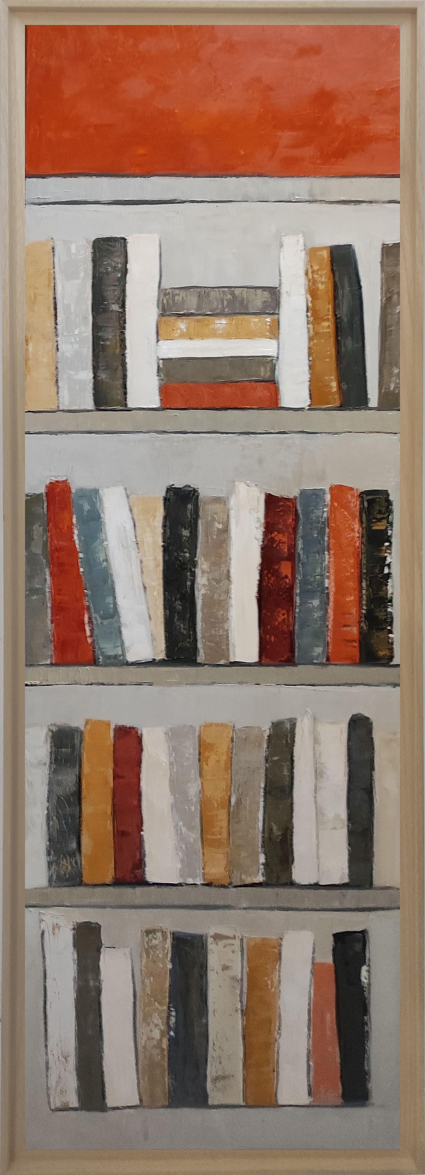 Cronache silenziose, Biblioteca astratta, Trittico, olio, Espressionismo, Contemporaneo - Abstract Painting Marrone di SOPHIE DUMONT