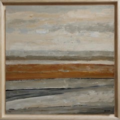 Under a Low Sky, abstract, minimalism, oil on canvas, textured, Landscape, tan