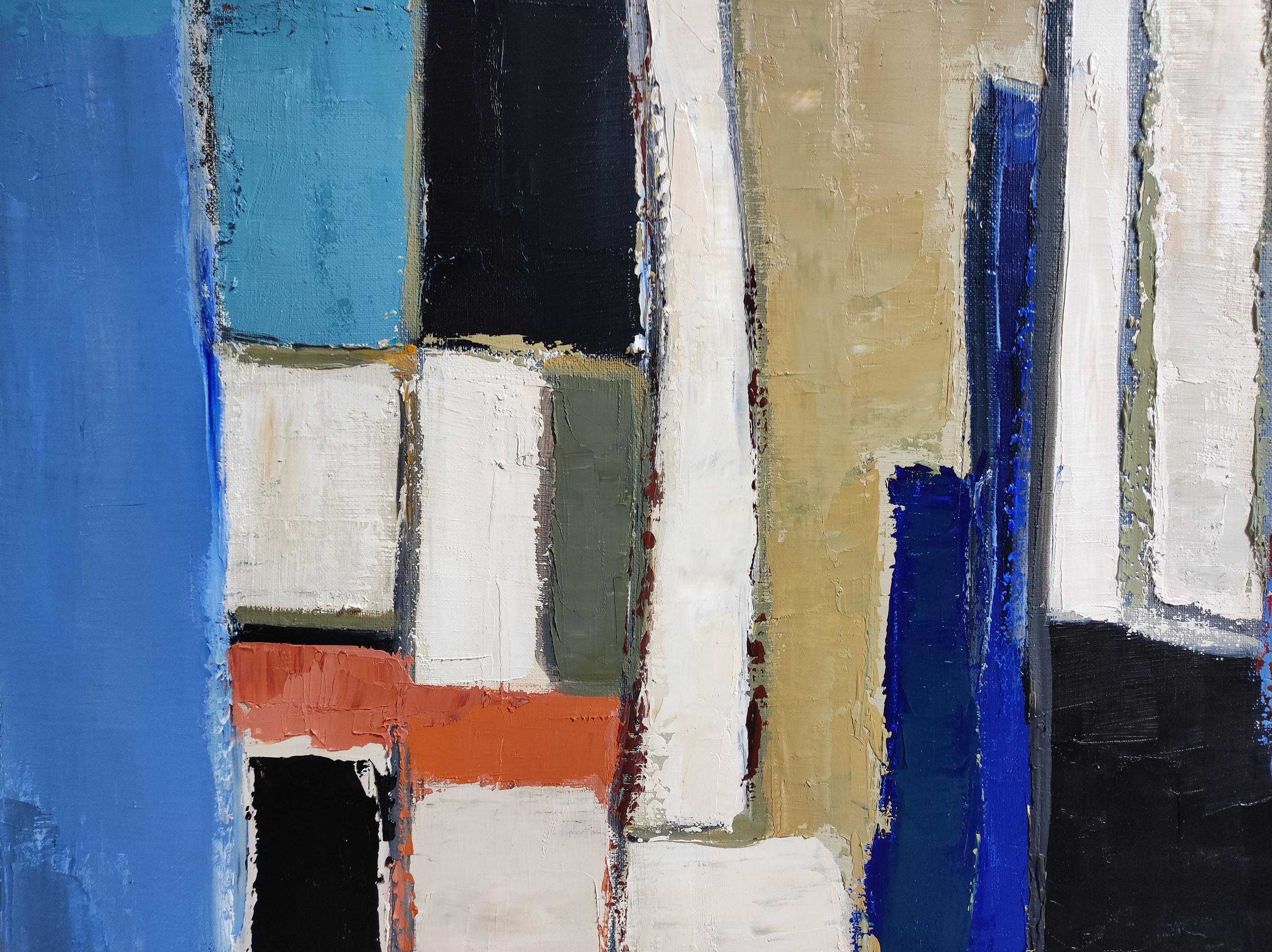 Armonia Urbana, Blu Astratto, Grande  Artista francese, Espressionismo, Contemporaneo in vendita 2