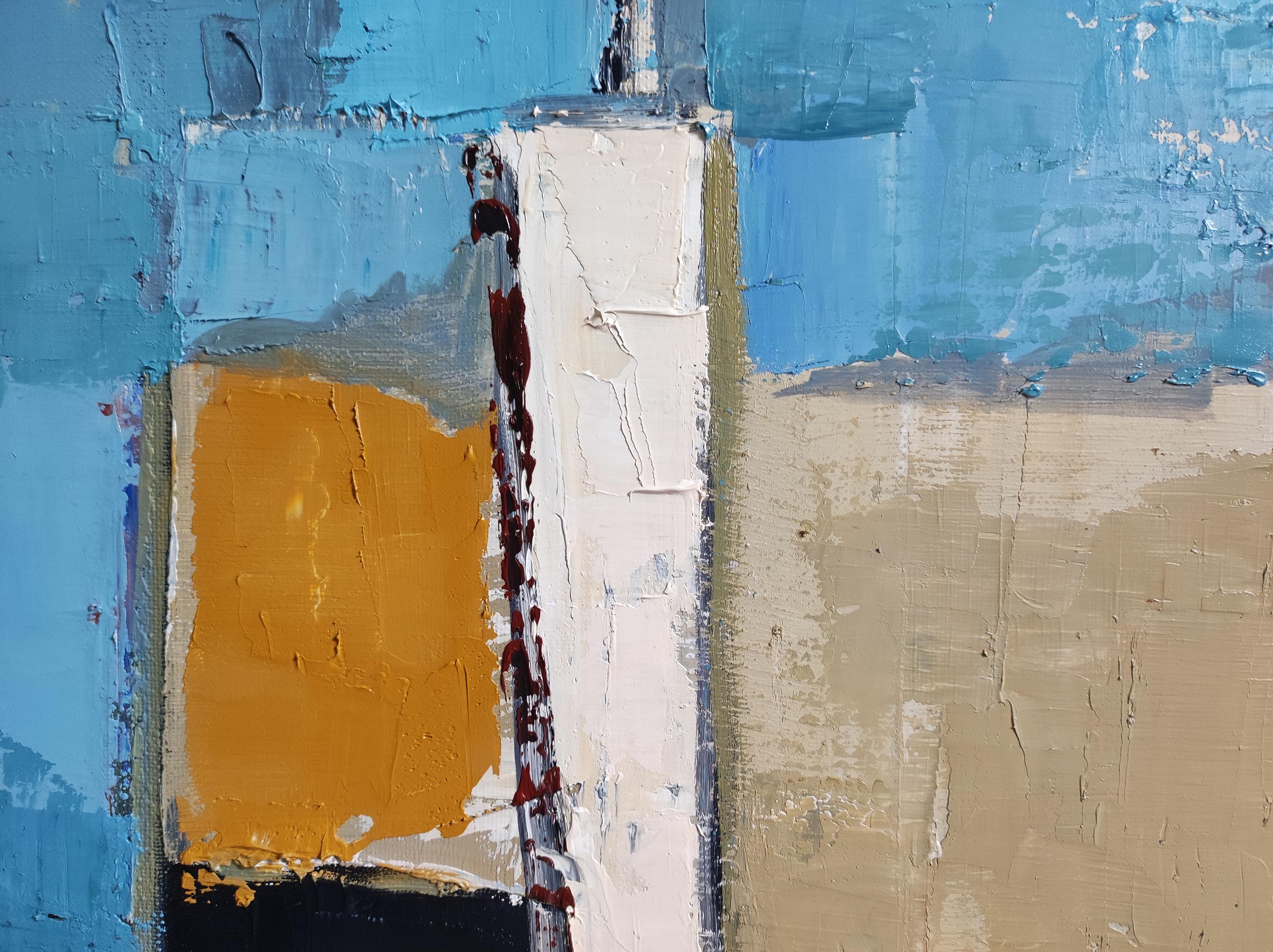 Armonia Urbana, Blu Astratto, Grande  Artista francese, Espressionismo, Contemporaneo in vendita 5