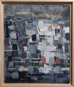 variations, expressionism abstract, gray, cliff, oil on canvas; french artist
