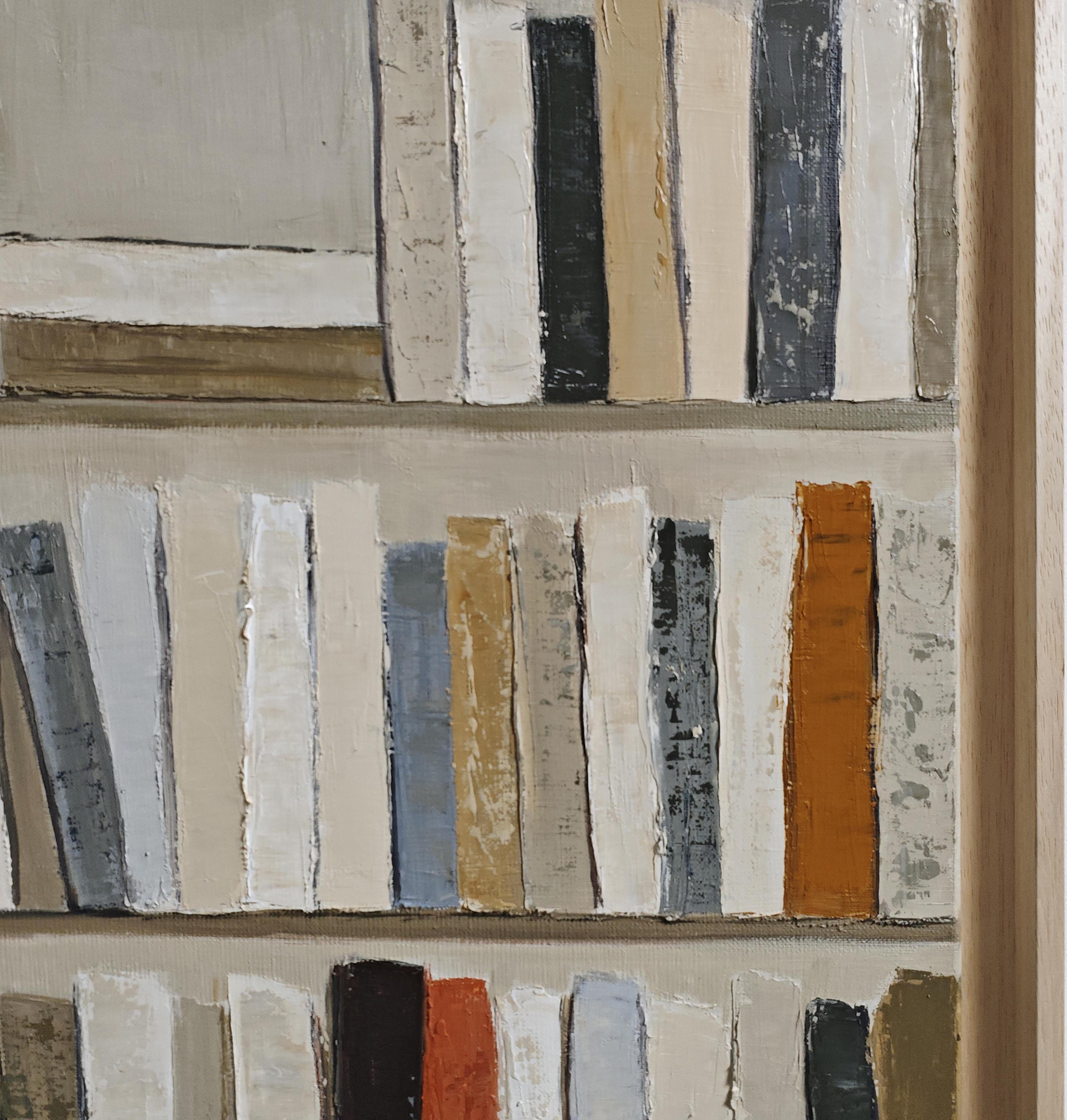 libro dopo libro , Biblioteca astratta, Olio su tela, Contemporaneo moderno, Con cornice 1