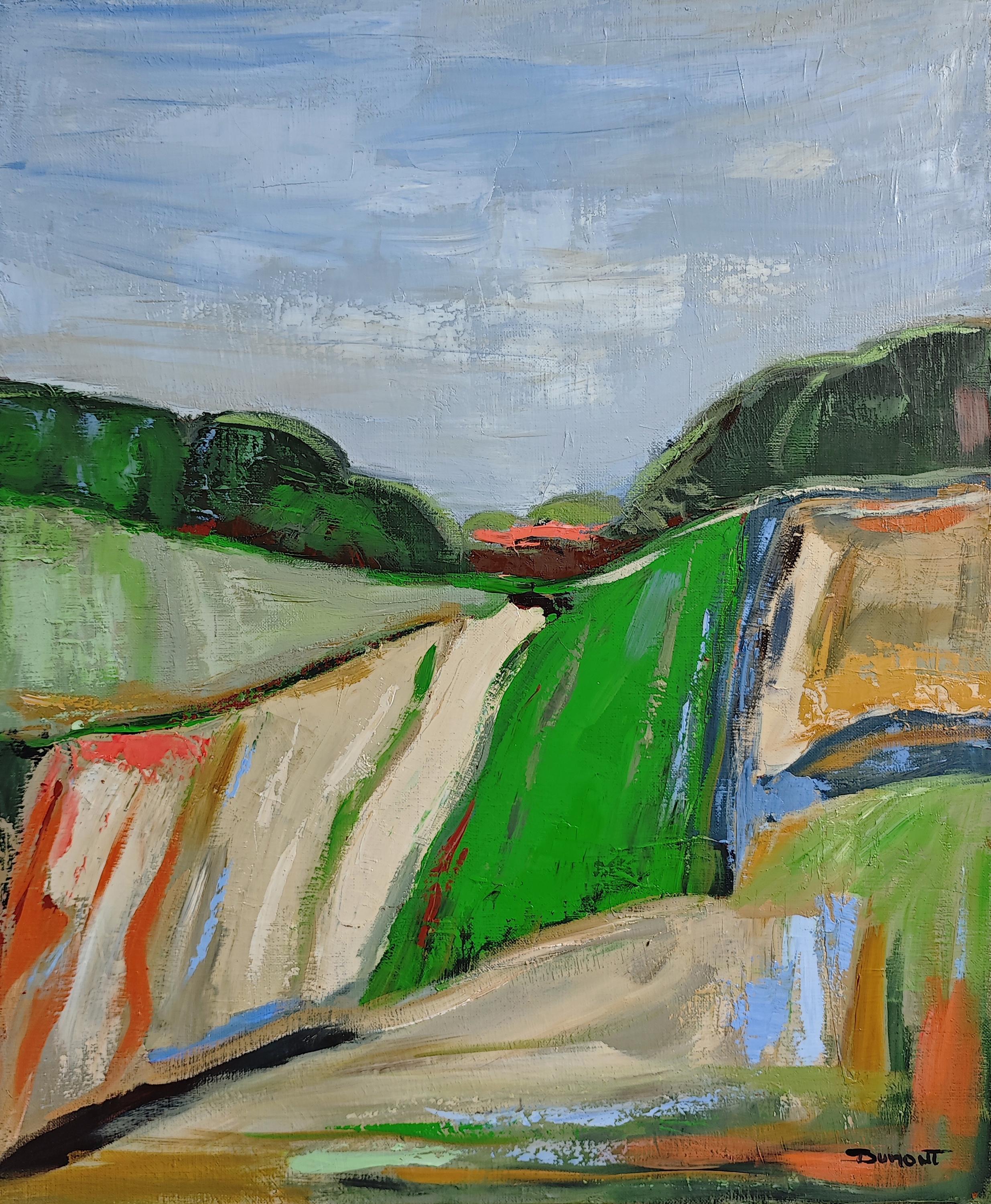 Vers la clarté, Oil on canvas, Abstract Landscape, Expressionism art - Abstract Expressionist Painting by SOPHIE DUMONT