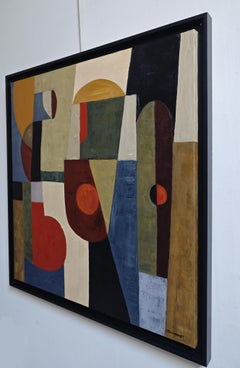 Vers l'equilibre, Contemporary Large Abstract Geometric Oil Painting, 42x42 in