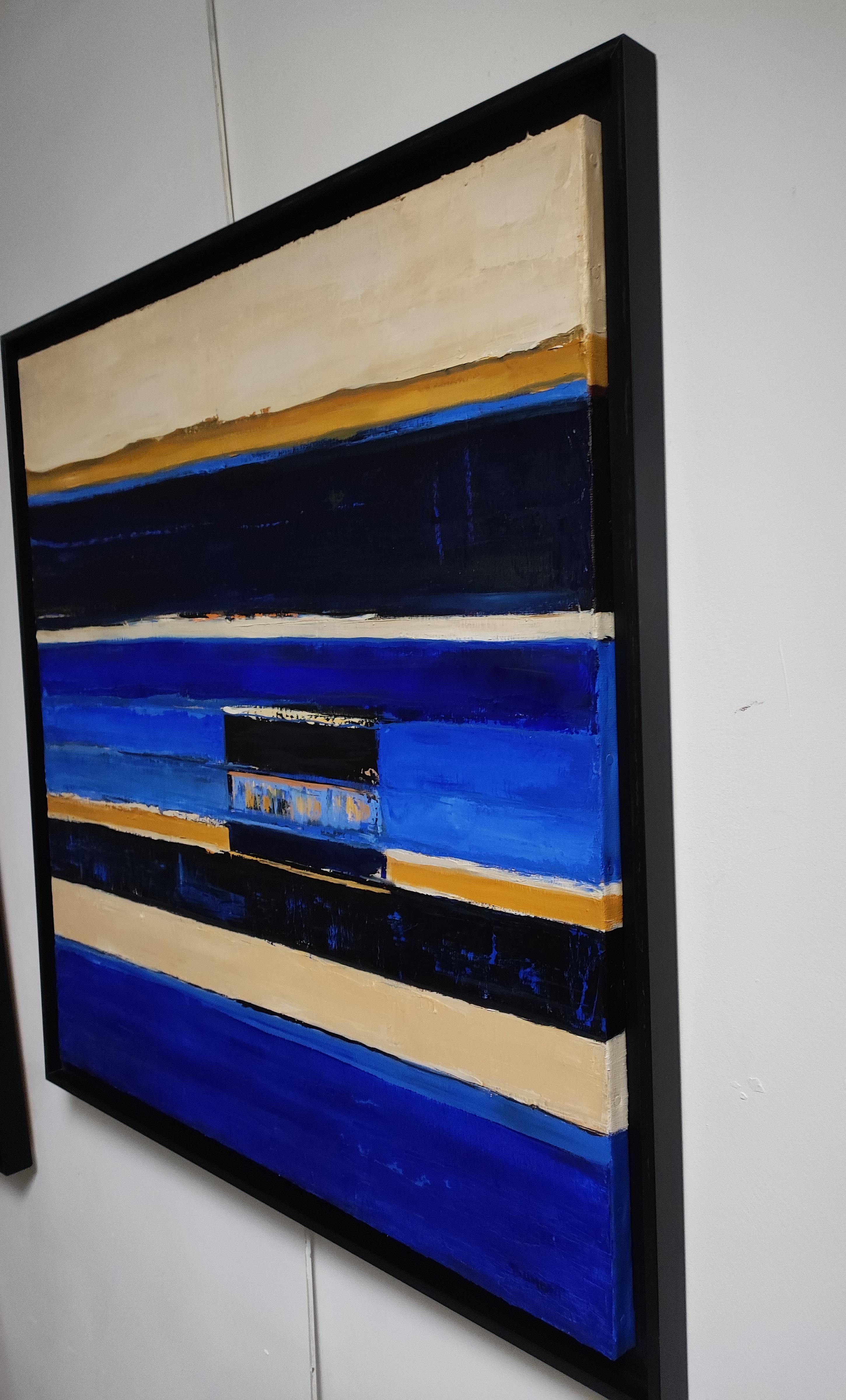 Vestige d'horizon, Astratto, Minimalismo, Olio, Paesaggio, Arte contemporanea blu in vendita 6