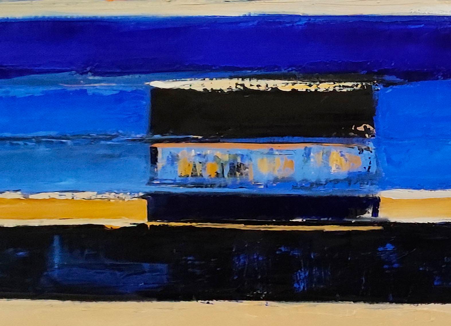 Vestige d'horizon, Astratto, Minimalismo, Olio, Paesaggio, Arte contemporanea blu - Abstract Painting Nero di SOPHIE DUMONT