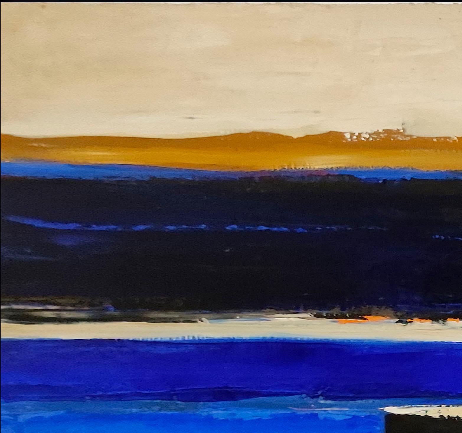 Vestige d'horizon, Astratto, Minimalismo, Olio, Paesaggio, Arte contemporanea blu in vendita 2
