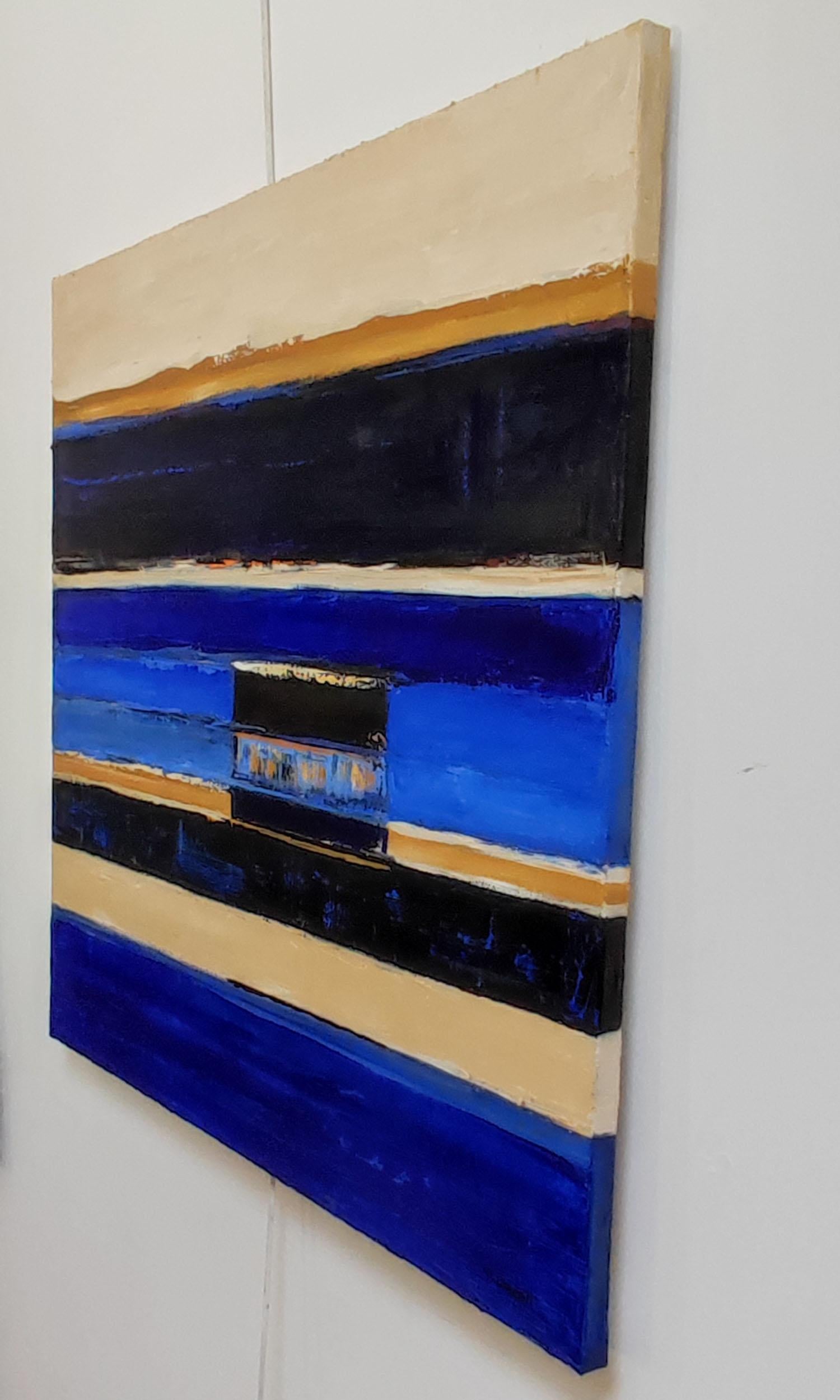 Vestige d'horizon, Astratto, Minimalismo, Olio, Paesaggio, Arte contemporanea blu in vendita 4