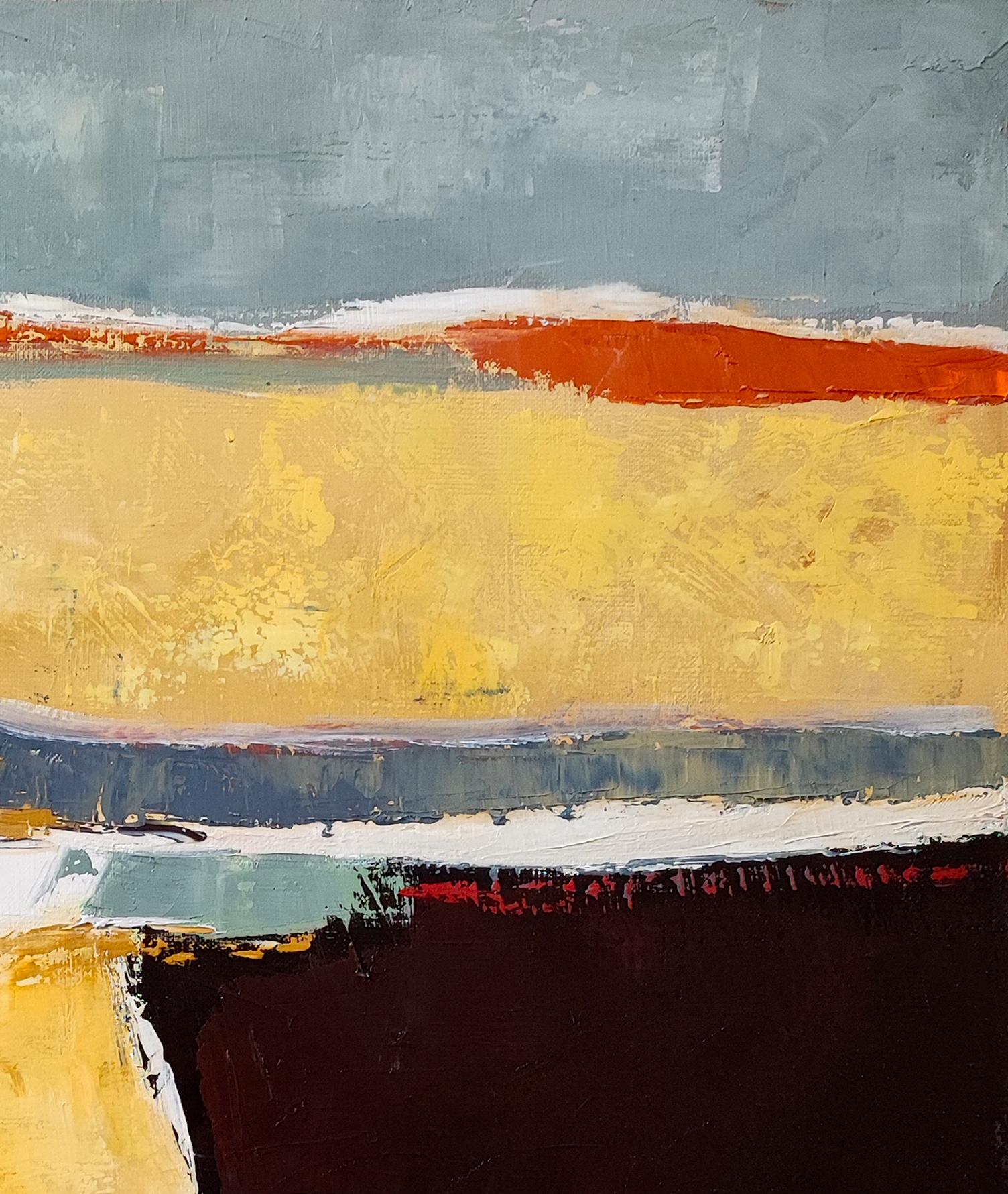 Vestigia di un paesaggio,  Paesaggio astratto, olio su tela, Espressionista, Francese - Landscape Painting Beige di SOPHIE DUMONT