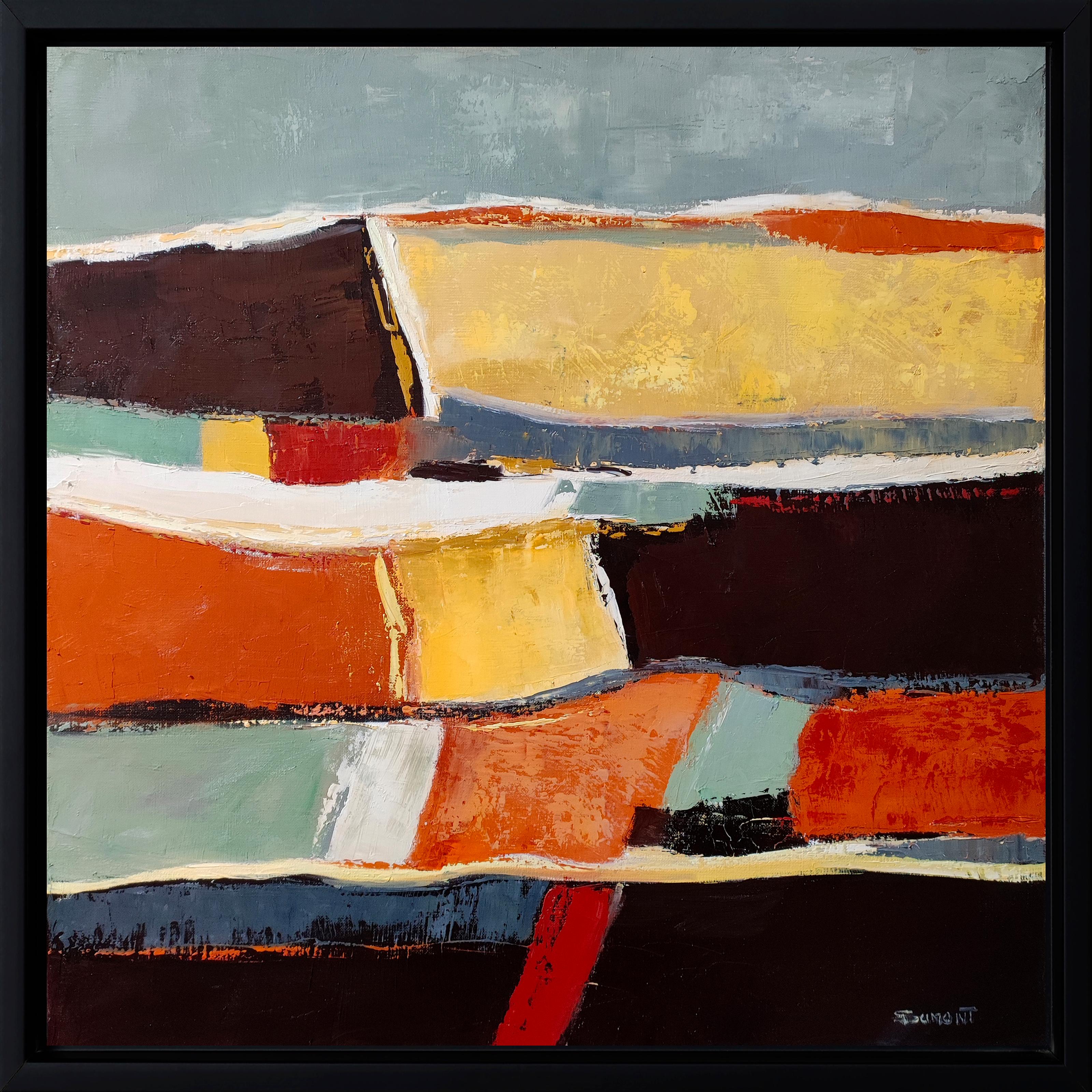 Landscape Painting di SOPHIE DUMONT - Vestigia di un paesaggio,  Paesaggio astratto, olio su tela, Espressionista, Francese