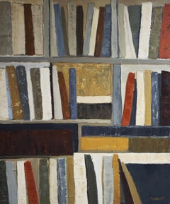 Vestigia, Abstrakte Bibliothek, Bücher, Ölfarbe, Expressionismus, Geometrisch, Französisch