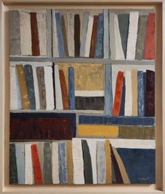 Vestigia, Abstrakte Bibliothek, Bücher, Ölfarbe, Expressionismus, Geometrisch, Französisch