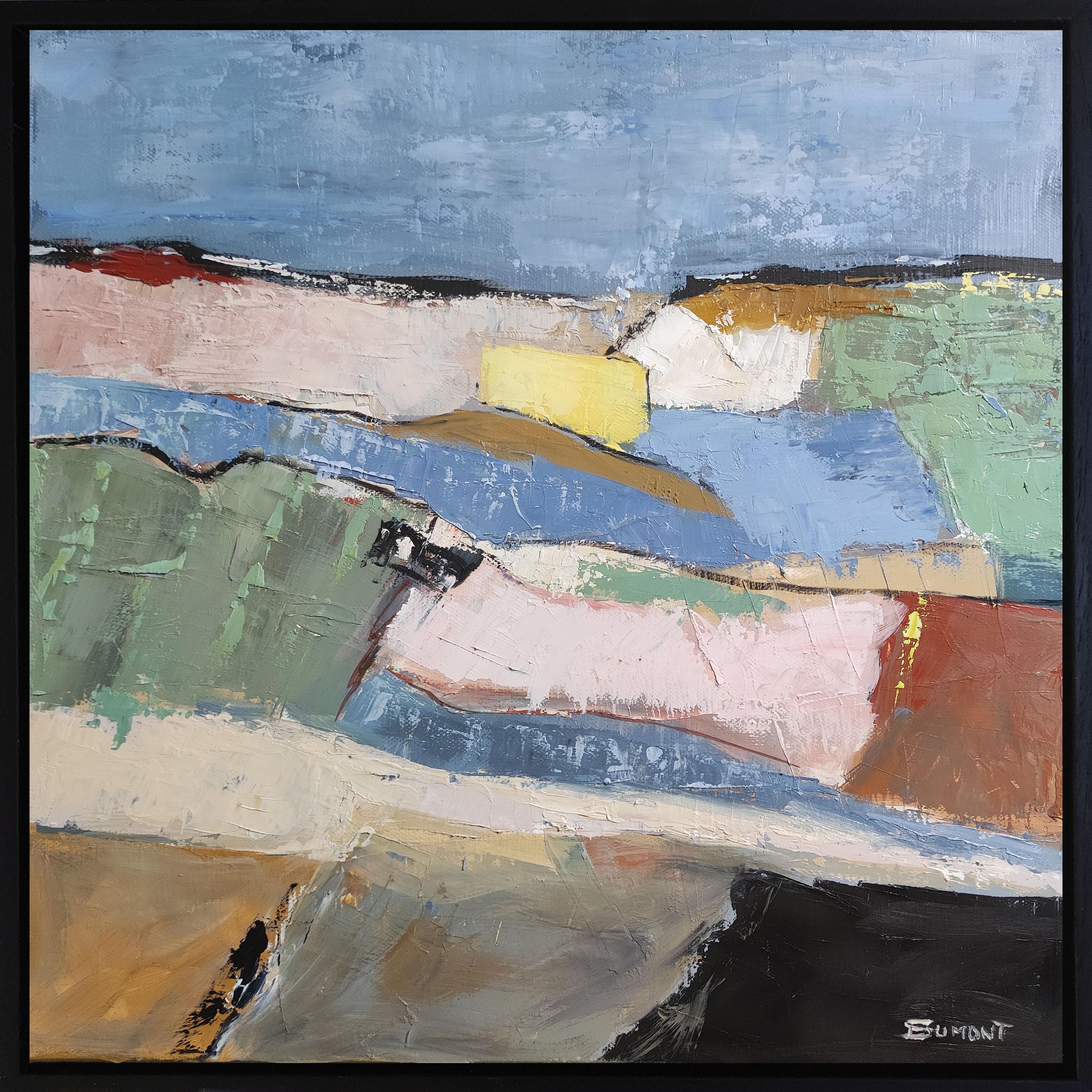 SOPHIE DUMONT Landscape Painting – Vibrato, blaue Landschaft, Öl auf Leinwand, Expressionismus, zeitgenössisch, strukturiert