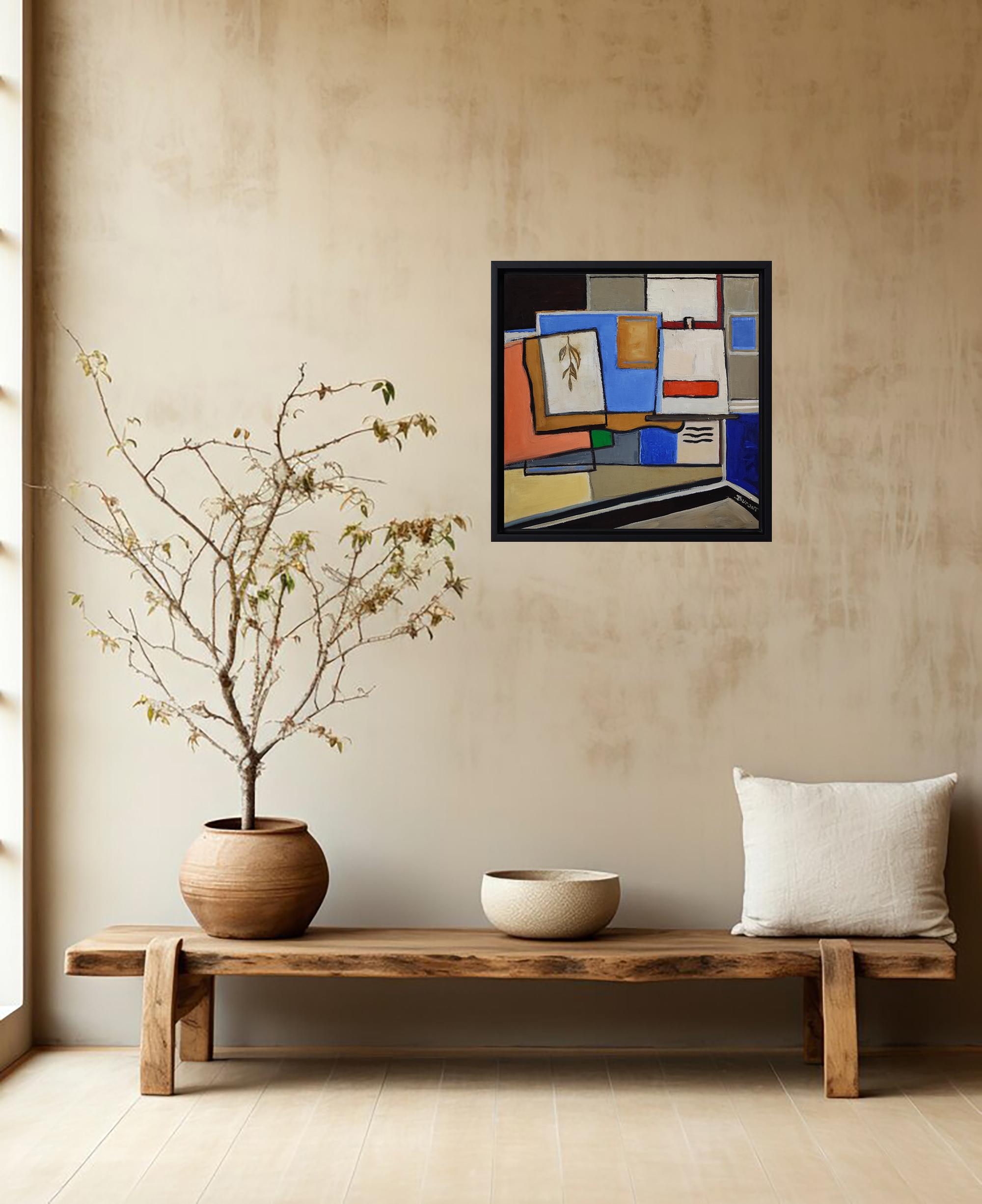 Vie d'atelier, Astratto, Cubismo, Olio su tela,  Arte moderna, espressionismo - Still-Life Painting Marrone di SOPHIE DUMONT