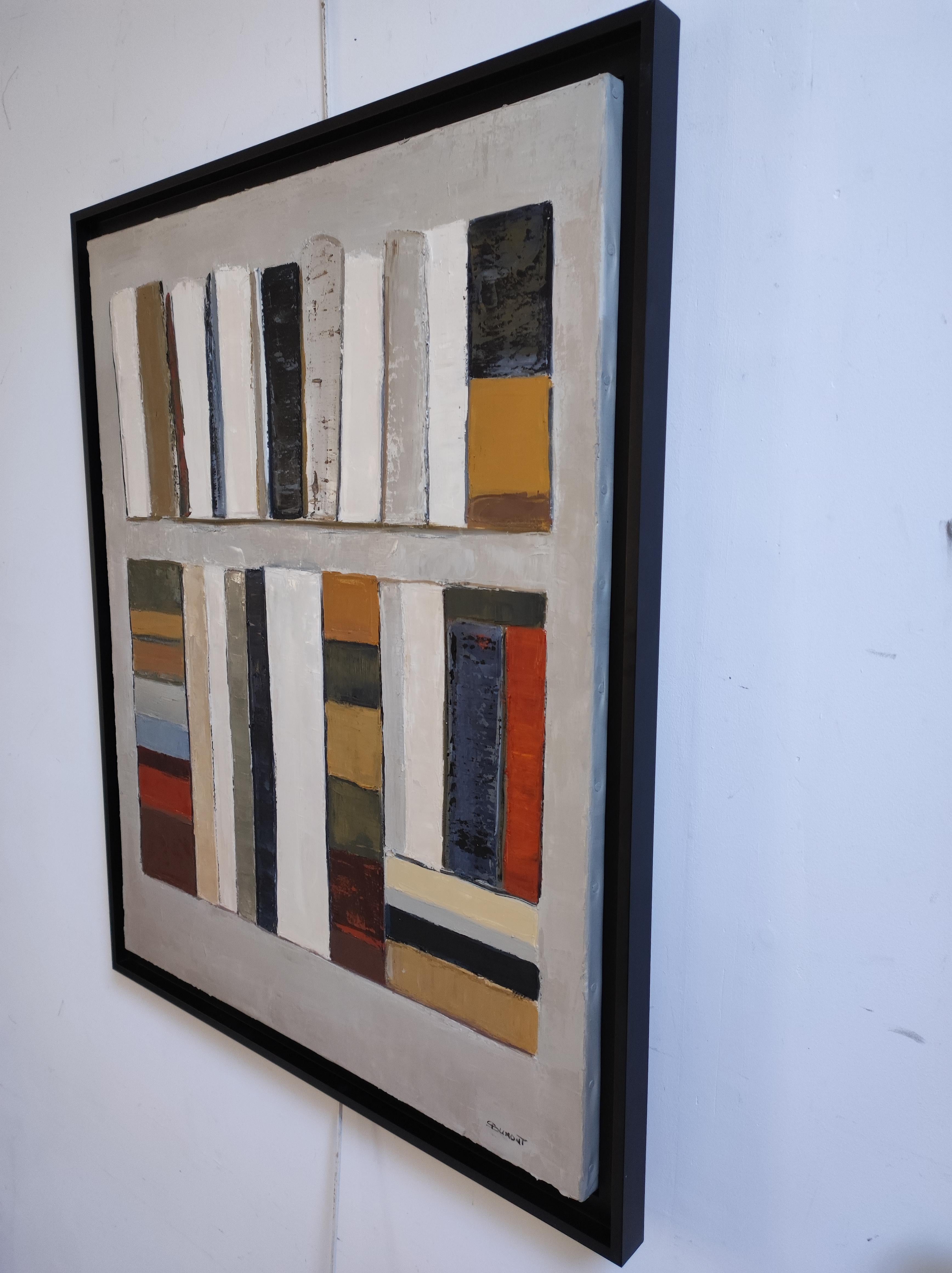 Volumes alignés, AM Contemporary  Peinture texturée - Huile sur toile, Abstrait en vente 10