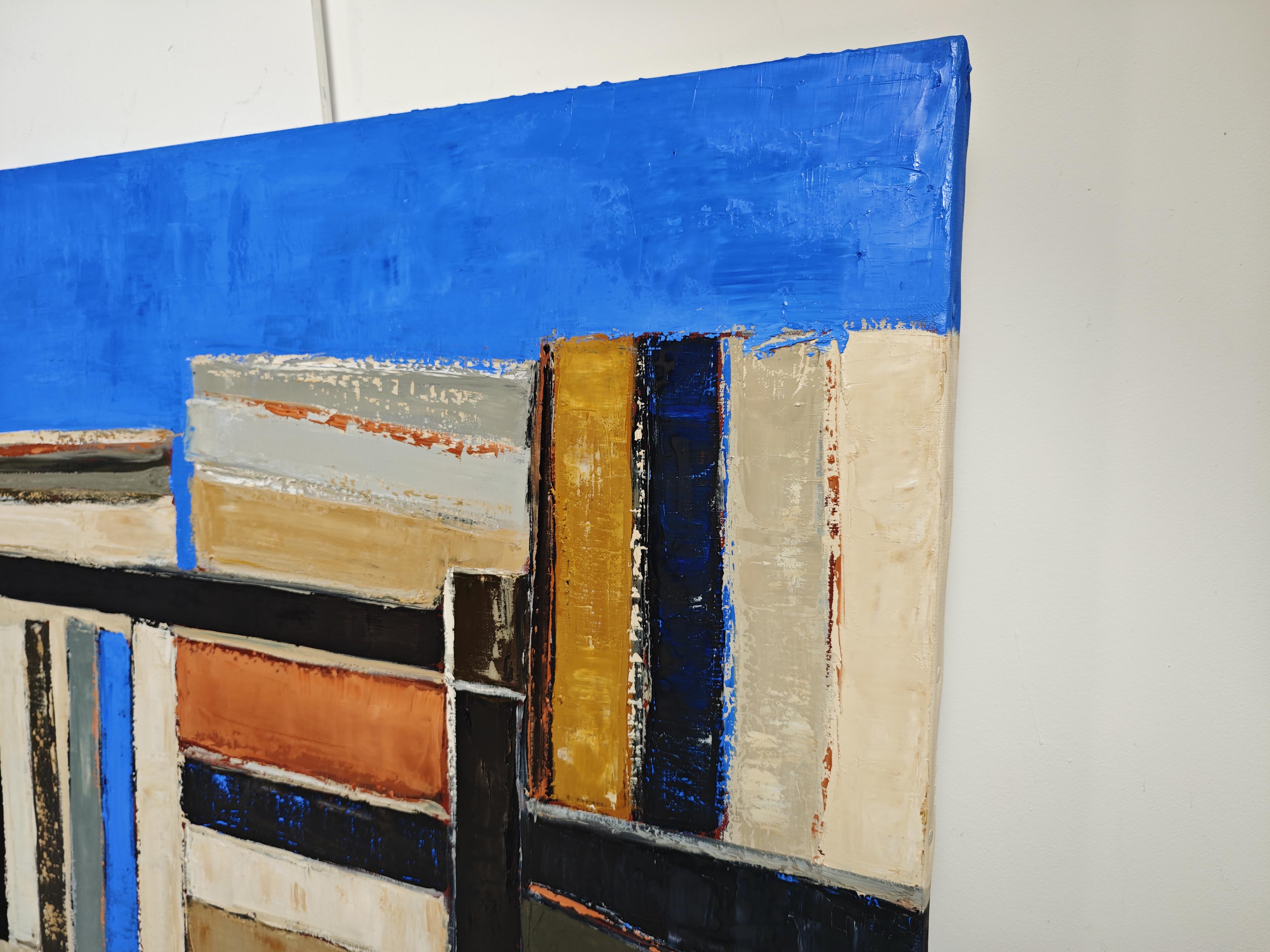 Volumes alignés, Contemporary  textured Oil on Canvas, Abstract library, books For Sale 3