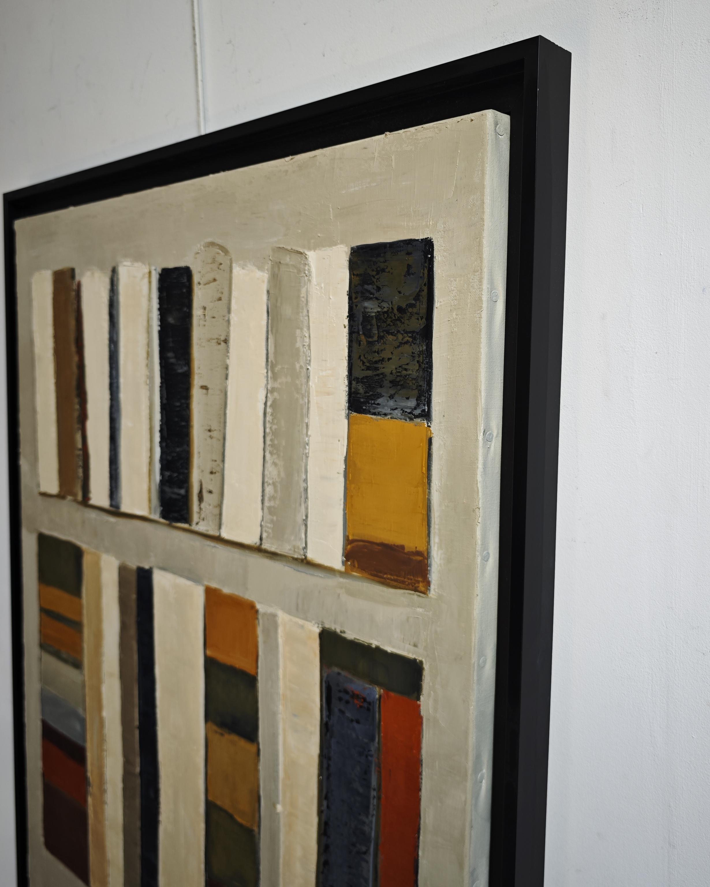 Volumes alignés, Contemporary  textured Painting – Oil on Canvas, Abstract For Sale 9