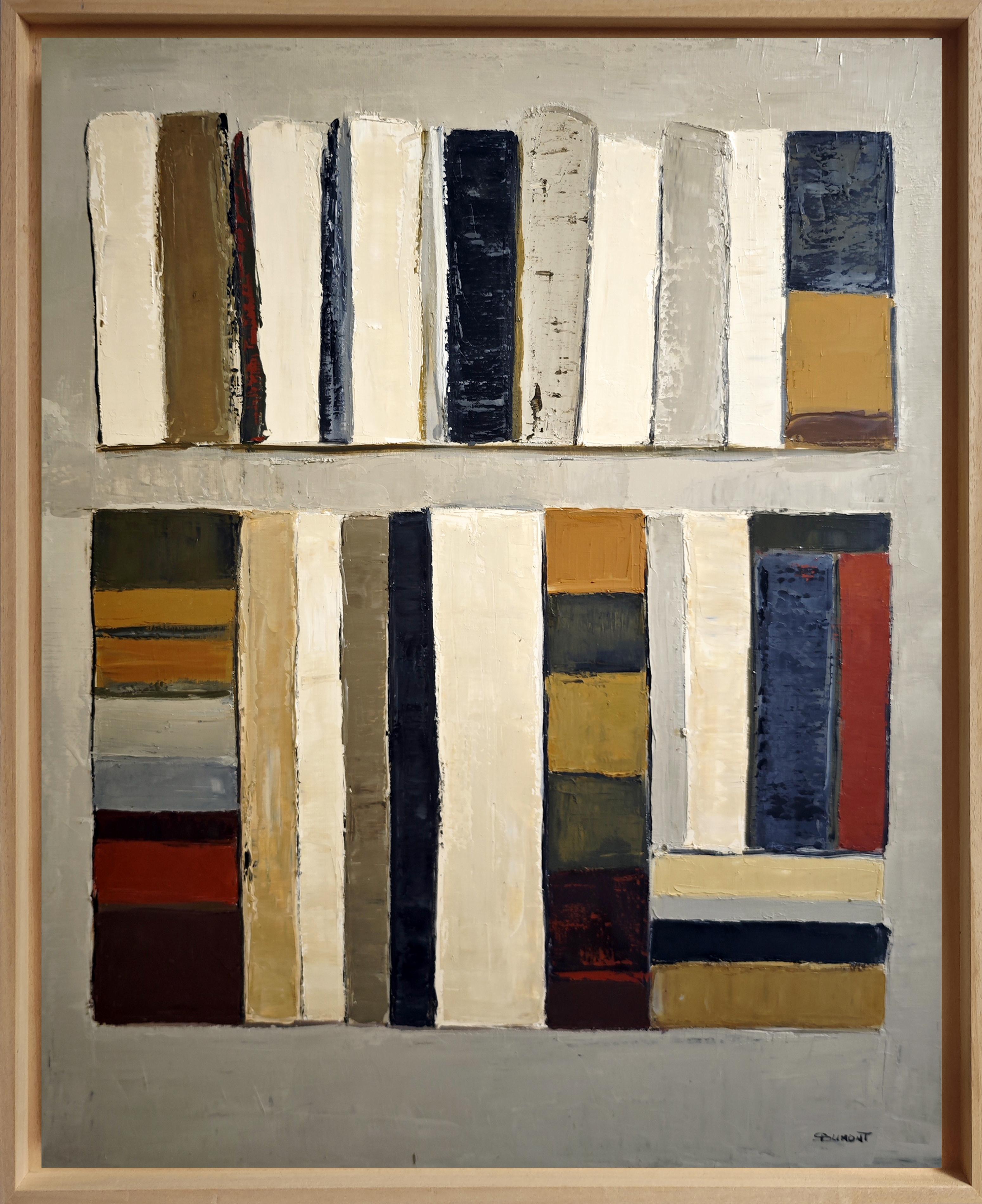 Volumes alignés, Contemporary  textured Painting – Oil on Canvas, Abstract - Brown Abstract Painting by SOPHIE DUMONT
