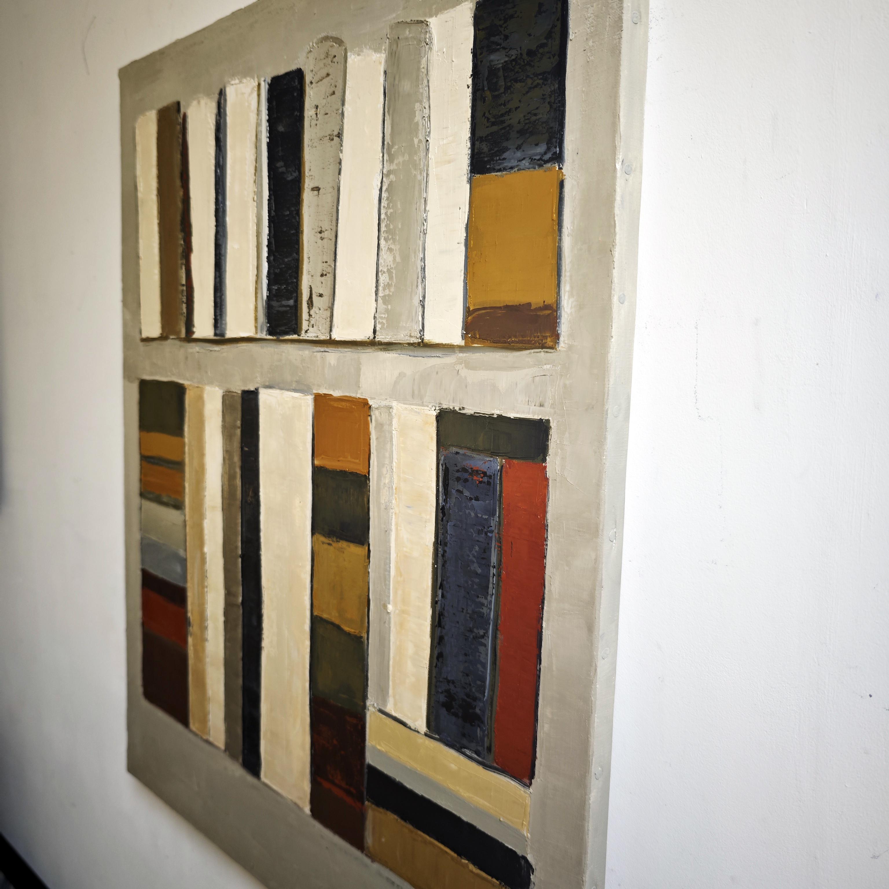 Oil on canvas – 31.9 x 25.6 in (81 x 65 cm)
Framed dimensions: 34.6 x 28.3 in (88 x 72 cm)
Black or natural wood floater frame – Signed by the artist – Certificate of authenticity – Ready to hang

In Volumes Alignés, French painter Sophie Dumont