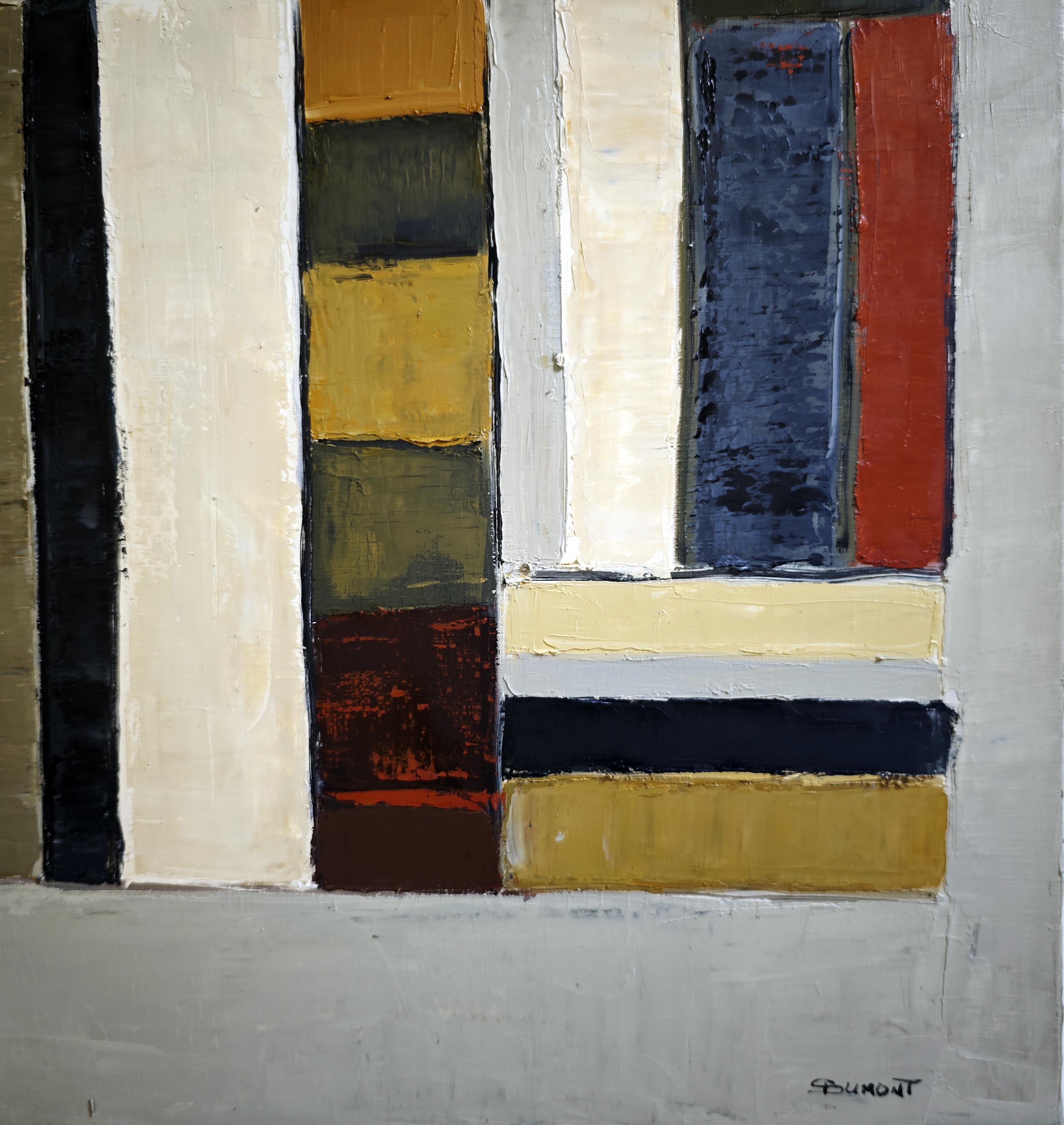Volumes alignés, Contemporary  textured Painting – Oil on Canvas, Abstract For Sale 2