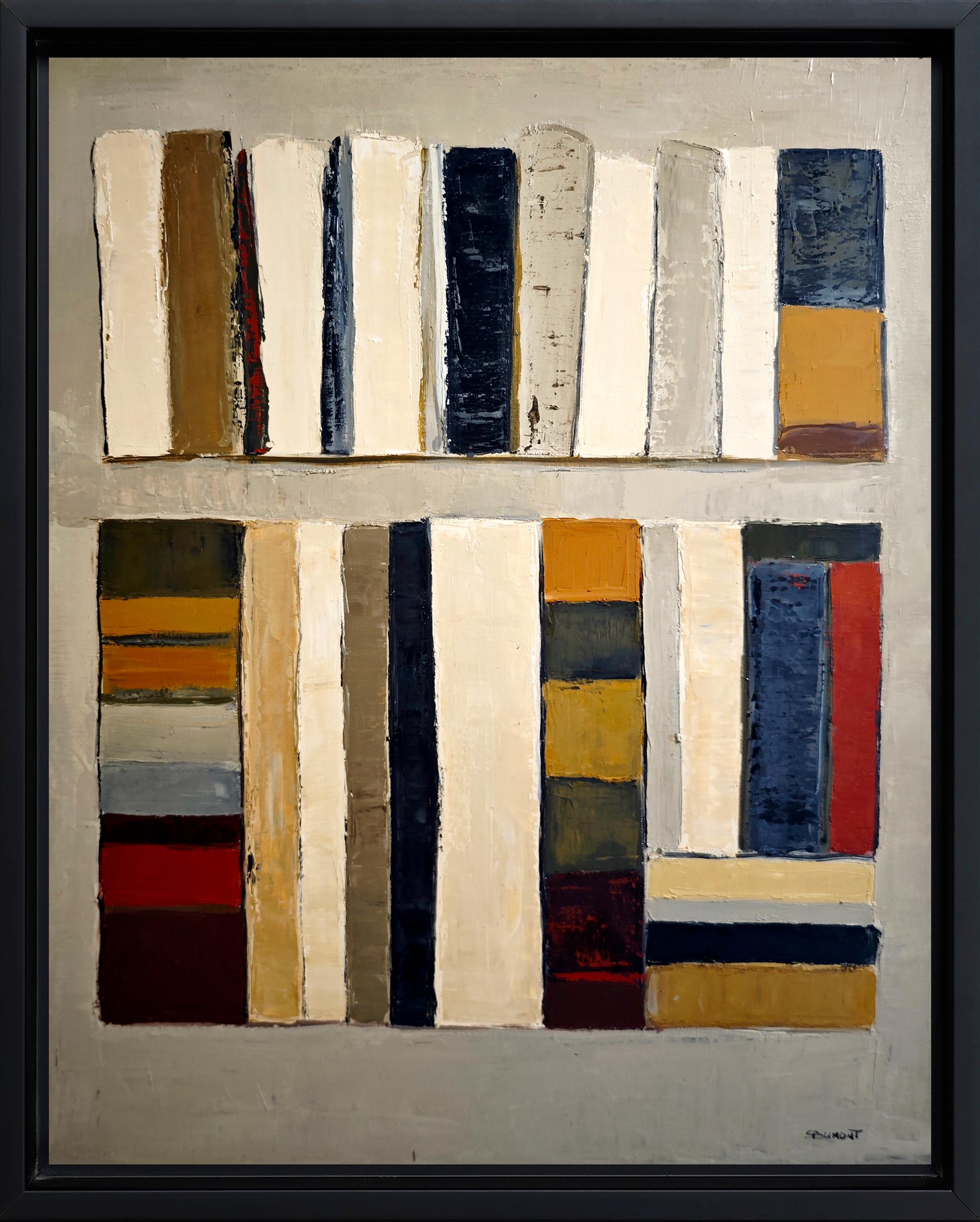 SOPHIE DUMONT Abstract Painting - Volumes alignés, Contemporary  textured Painting – Oil on Canvas, Abstract