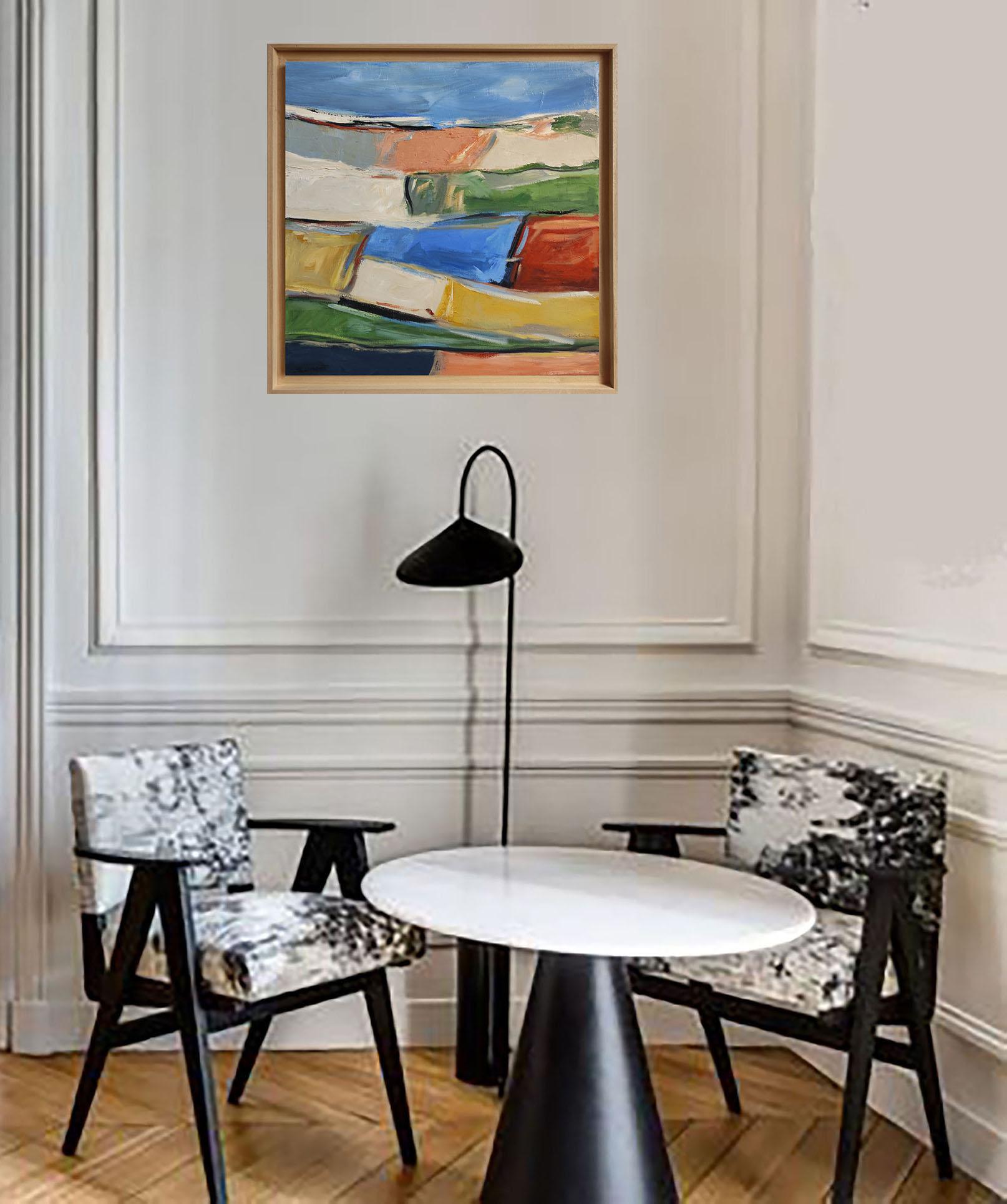 Voyage, Landscape, Oil on canvas, Expressionism, Multicolor, French, Abstract - Black Abstract Painting by SOPHIE DUMONT