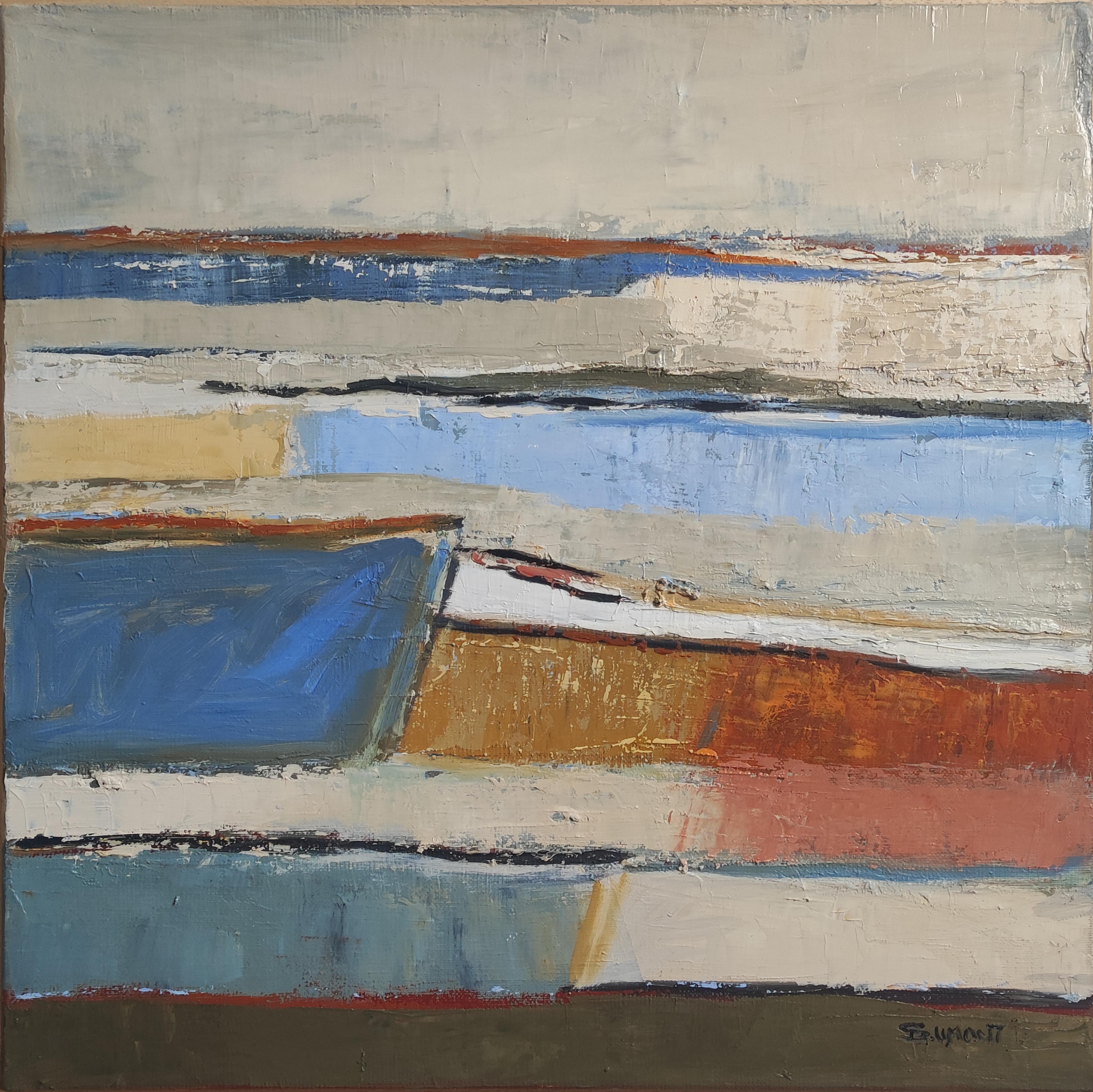 Tissage d'horizons, paysage abstrait, huile sur toile, expressionnisme moderne - Painting de SOPHIE DUMONT