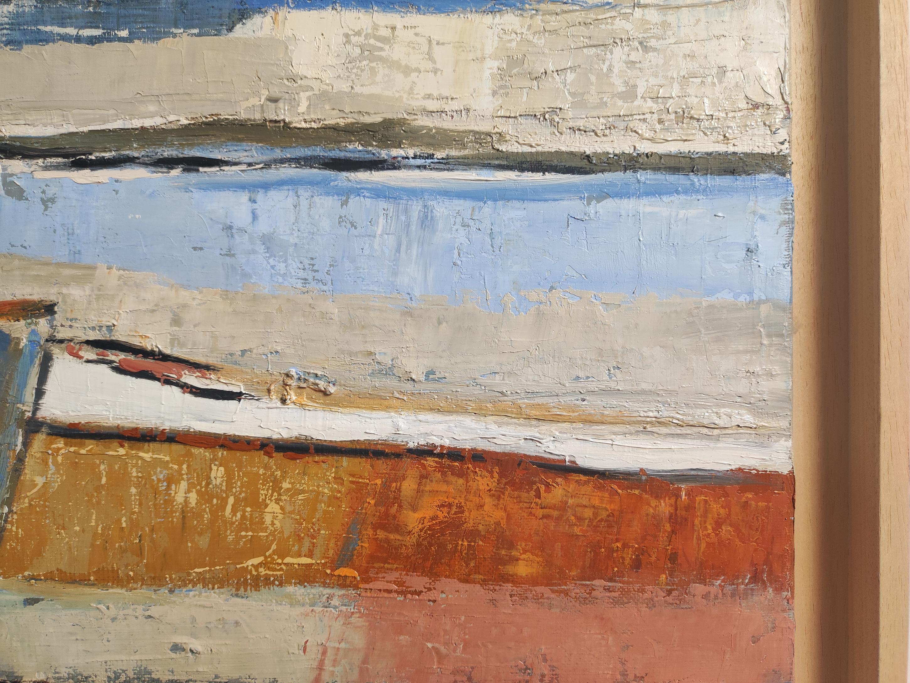 Tissage d'horizons, paysage abstrait, huile sur toile, expressionnisme moderne en vente 1