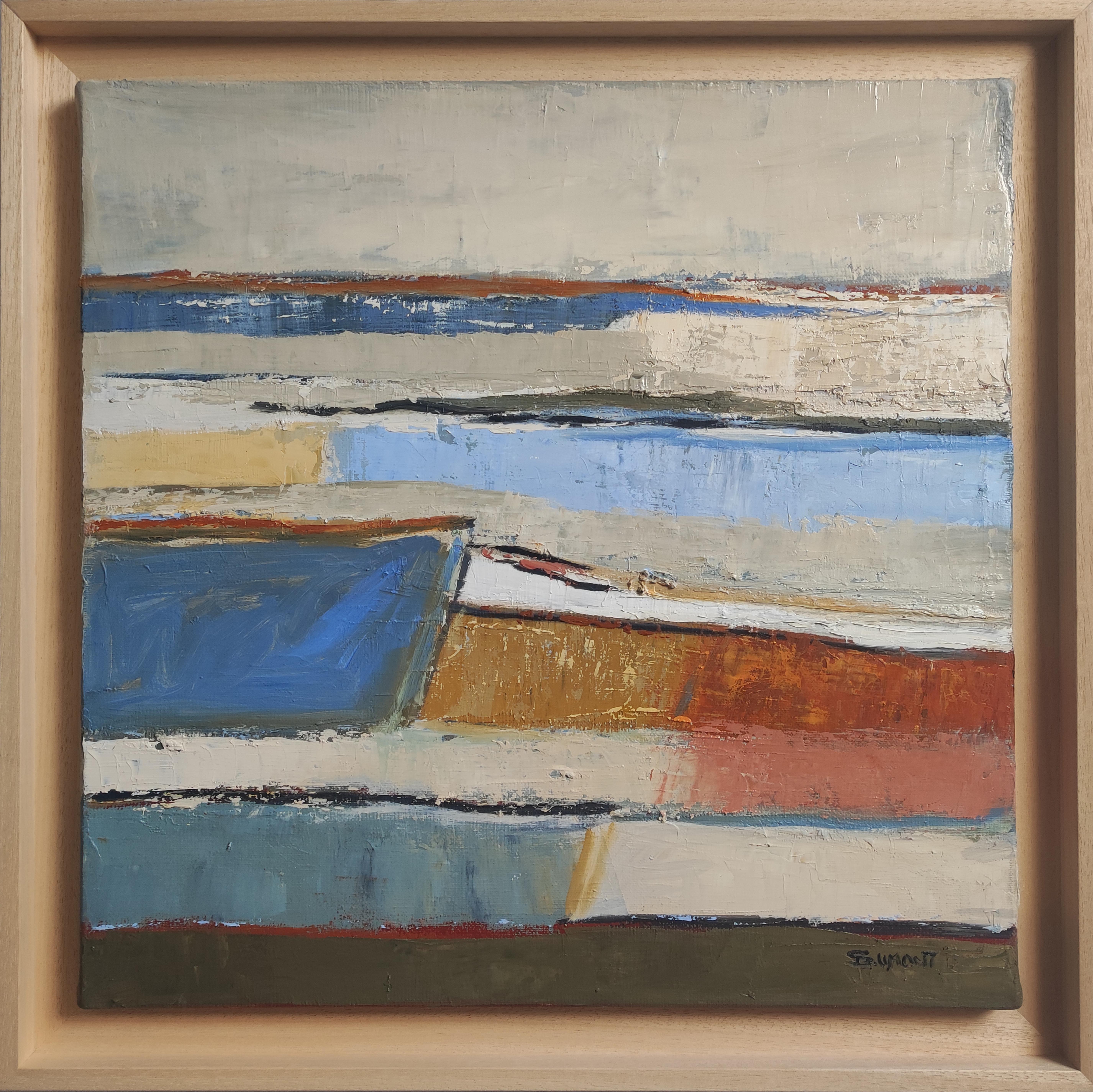 Landscape Painting SOPHIE DUMONT - Tissage d'horizons, paysage abstrait, huile sur toile, expressionnisme moderne