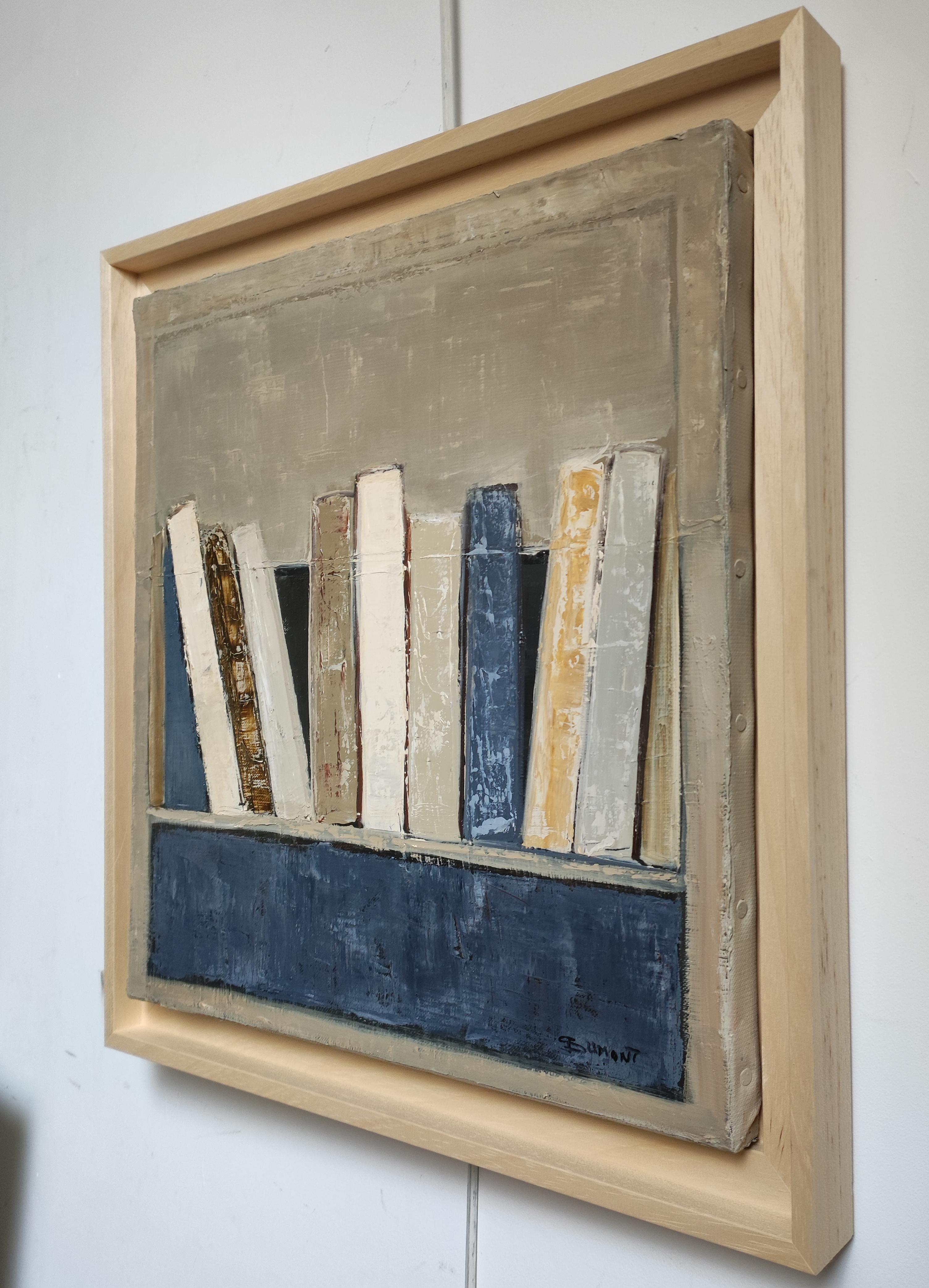 Whisper of Pages – Original Textured Abstract Library, Oil Paint, Contemporary For Sale 4