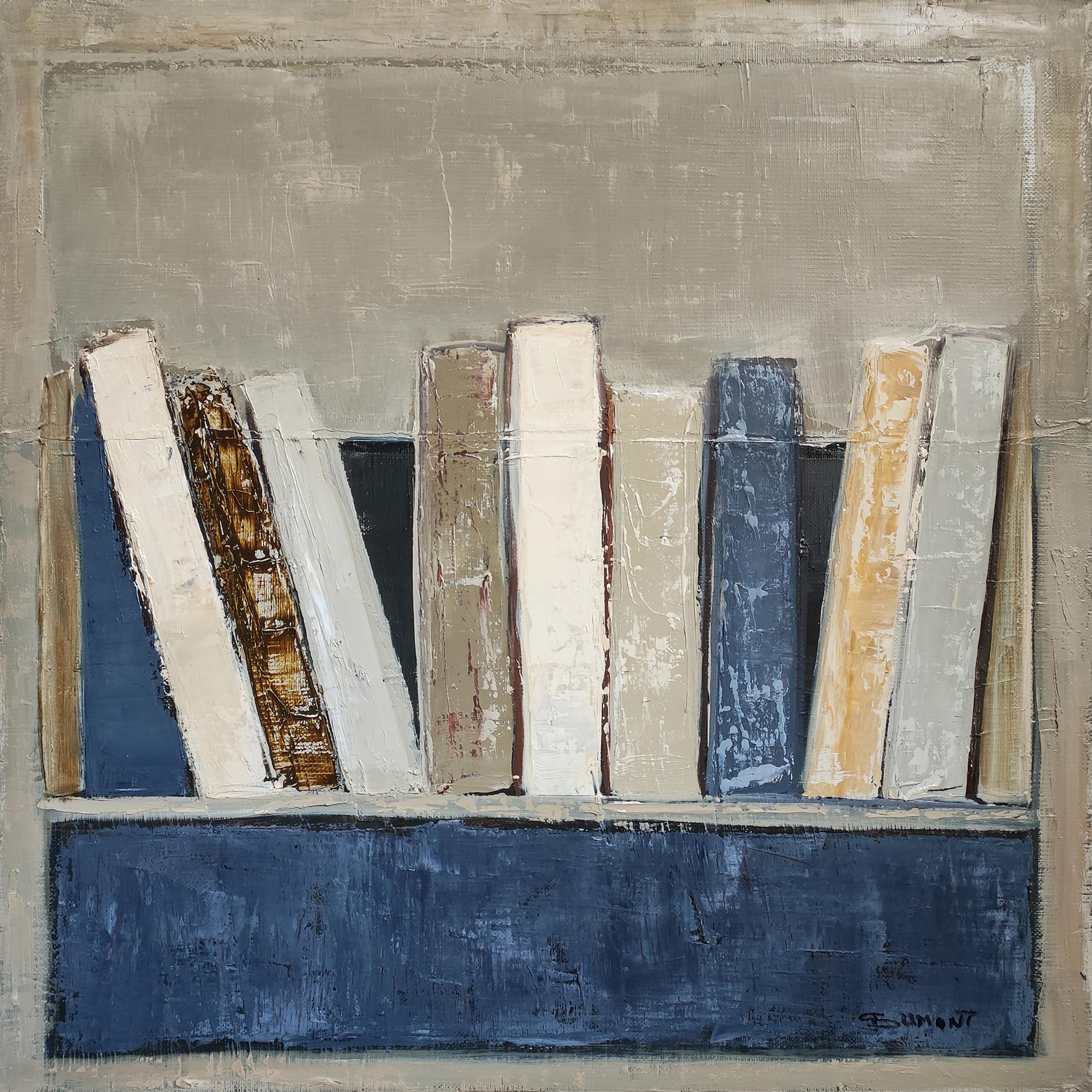 Whisper of Pages – Original Textured Abstract Library, Oil Paint, Contemporary For Sale 6