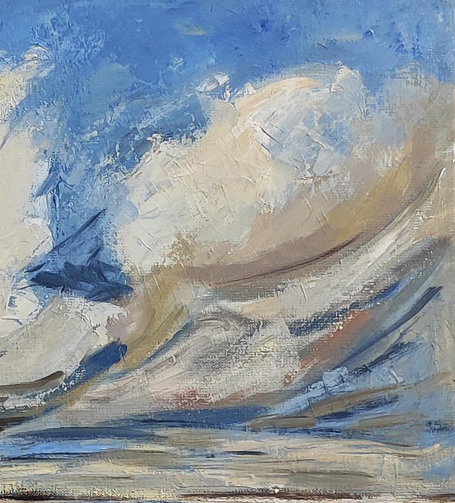 Sussurri del vento, Paesaggio marino, Mare blu, Semi astratto,  Espressionismo in vendita 1