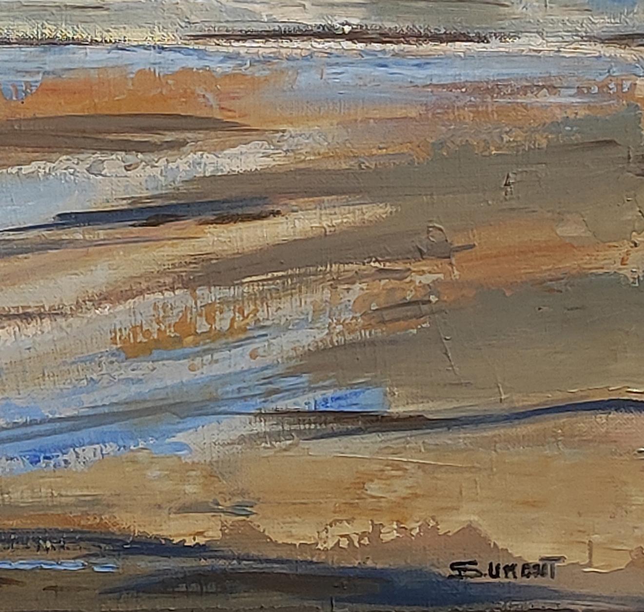 Sussurri del vento, Paesaggio marino, Mare blu, Semi astratto,  Espressionismo in vendita 3
