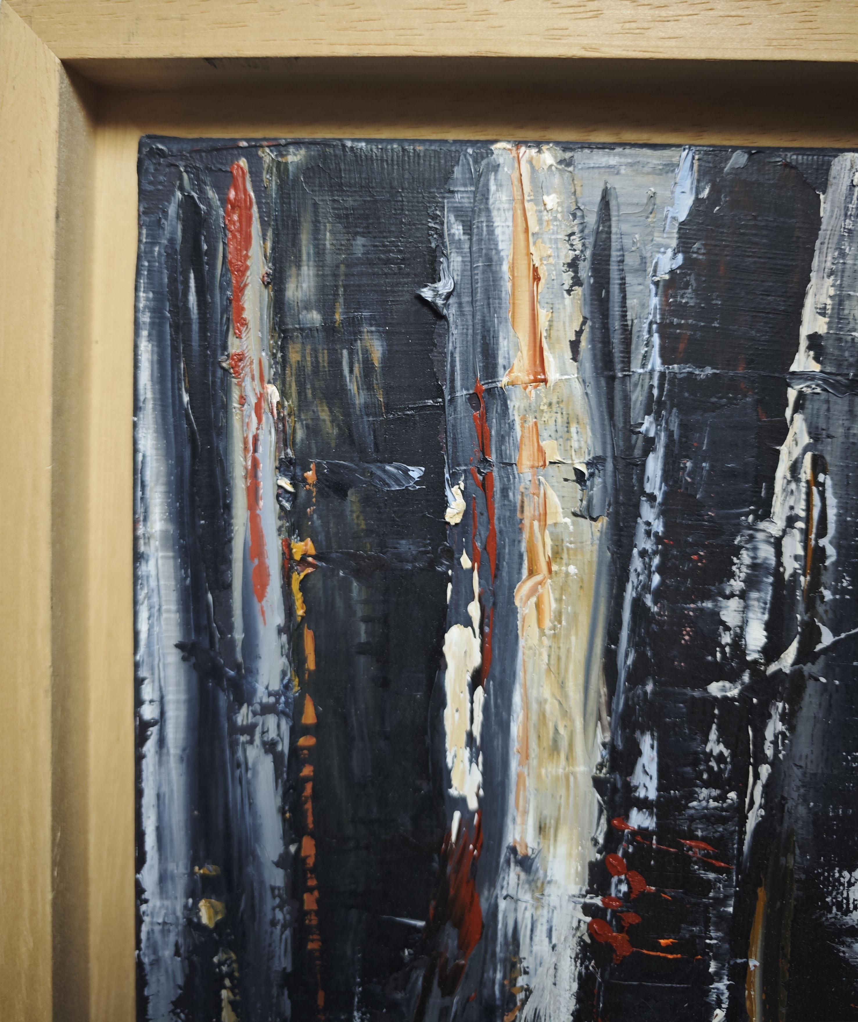 Forêt d'hiver, arbres noirs, huile sur toile, expressionnisme abstrait, Contemporary en vente 3