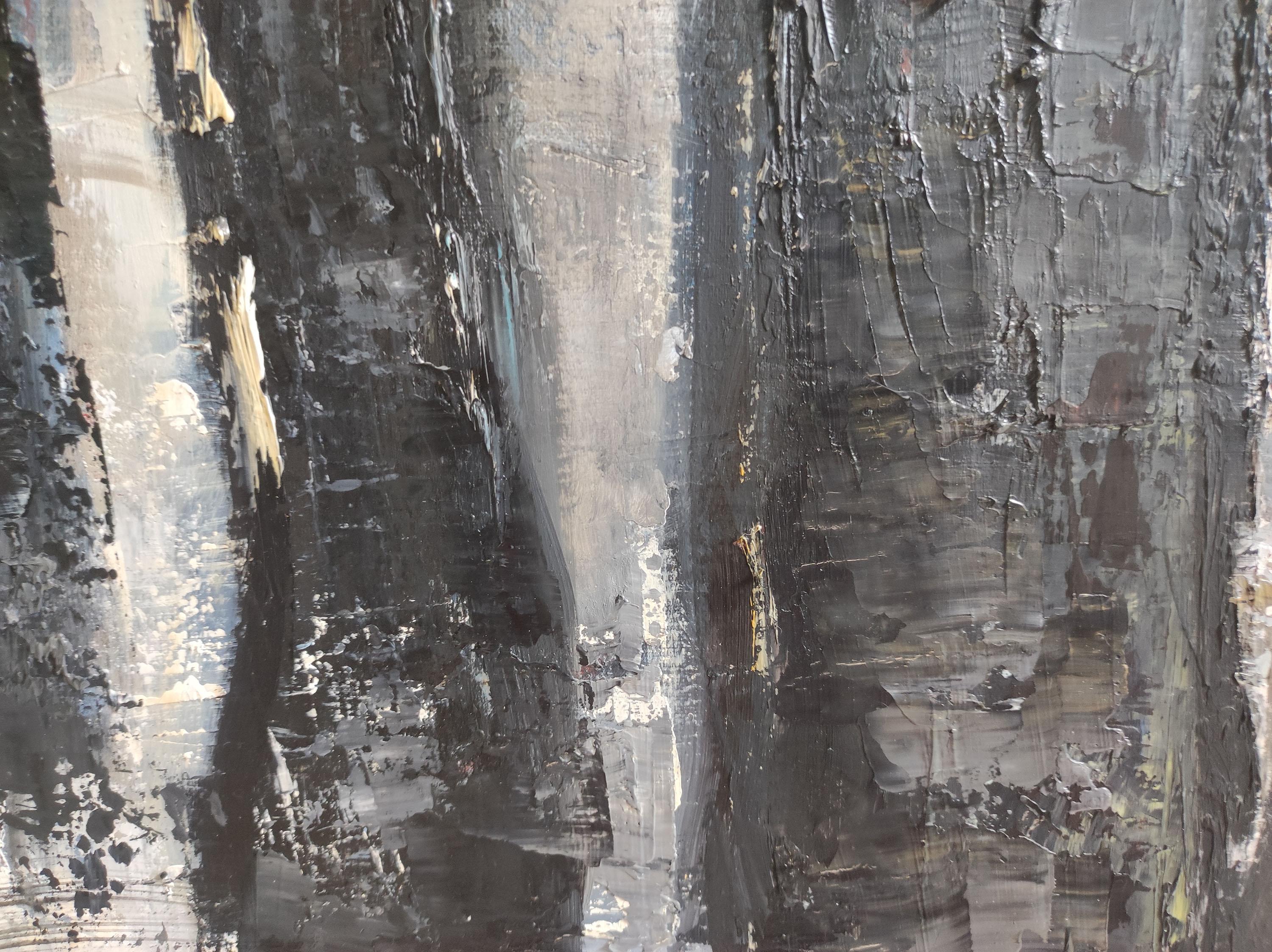 winter forest, black trees, oil on canvas, expressionism abstract, french artist For Sale 5