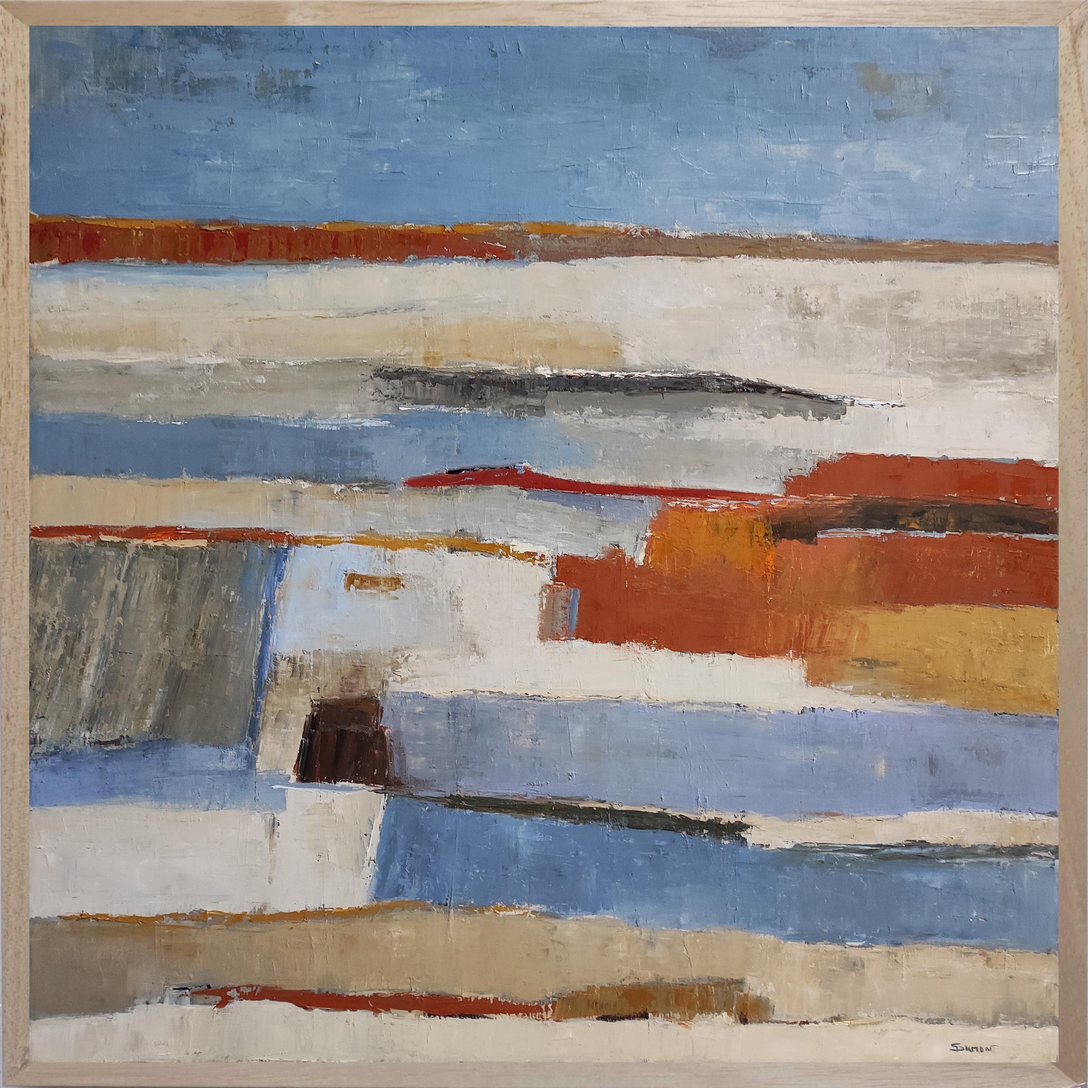 SOPHIE DUMONT Landscape Painting - winter landscape, expressionism abstract, contempory, blue, oil on canvas