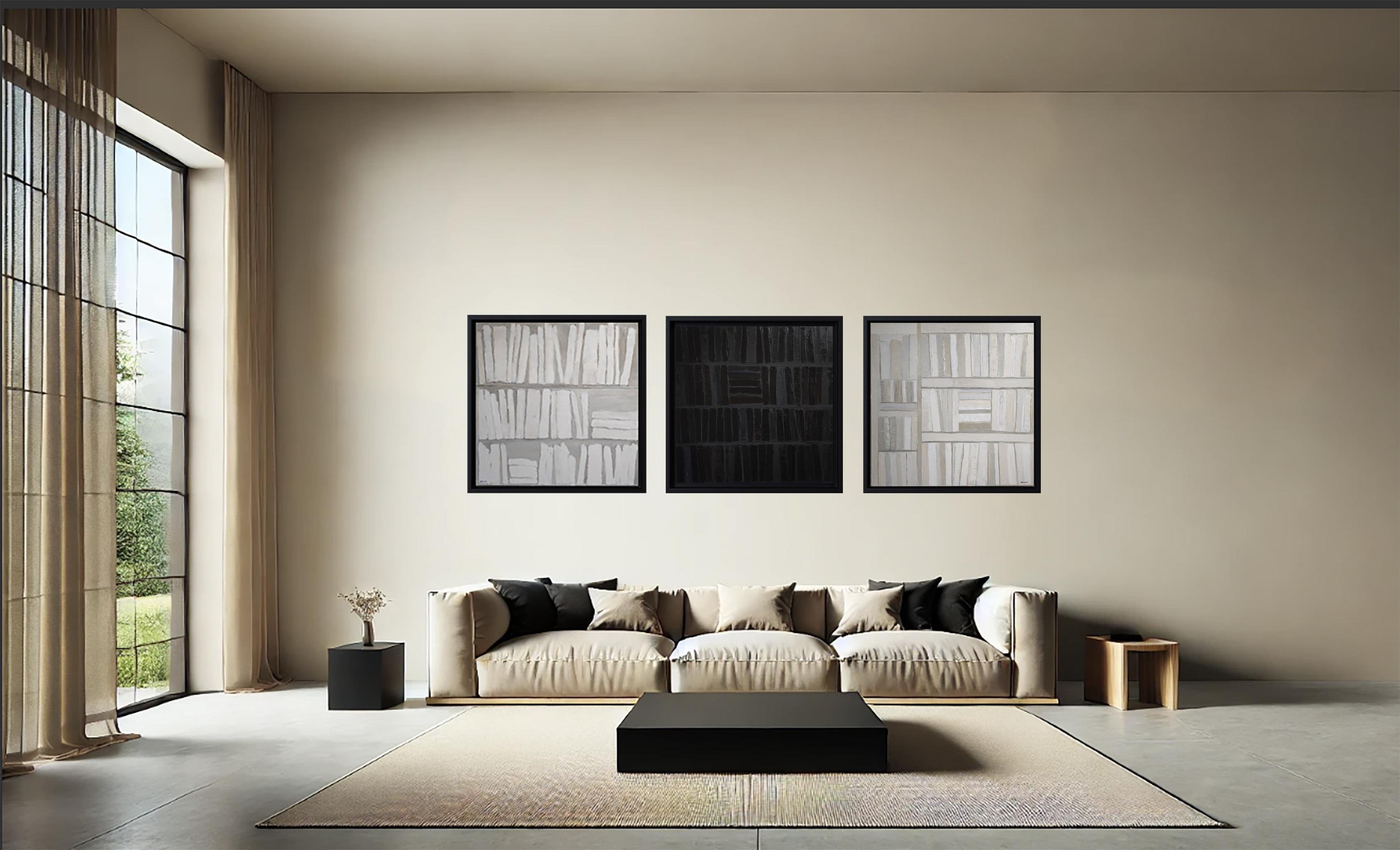 Zen, Astratto, Trittico contemporaneo, Bianco e nero, Minimalismo, Francese 3