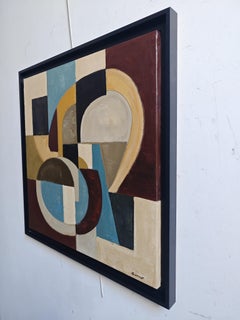 Zone de rencontre - Moderne abstrakte Malerei, Geometrisch, Original Öl auf Leinwand