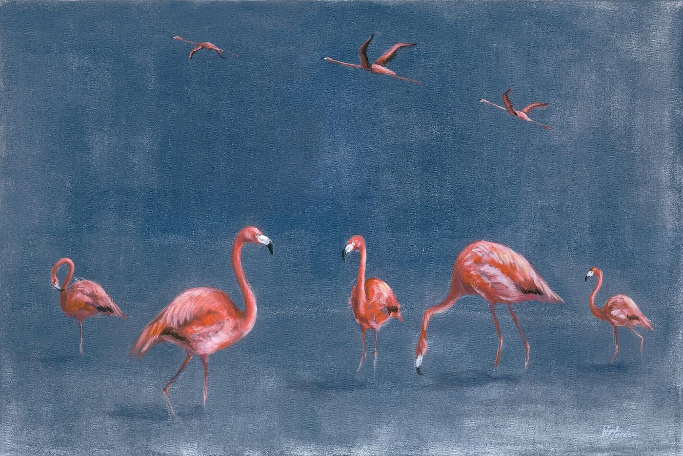 Paradise, Sophie Harden, Limited edition print, Contemporary art, Flamingo art